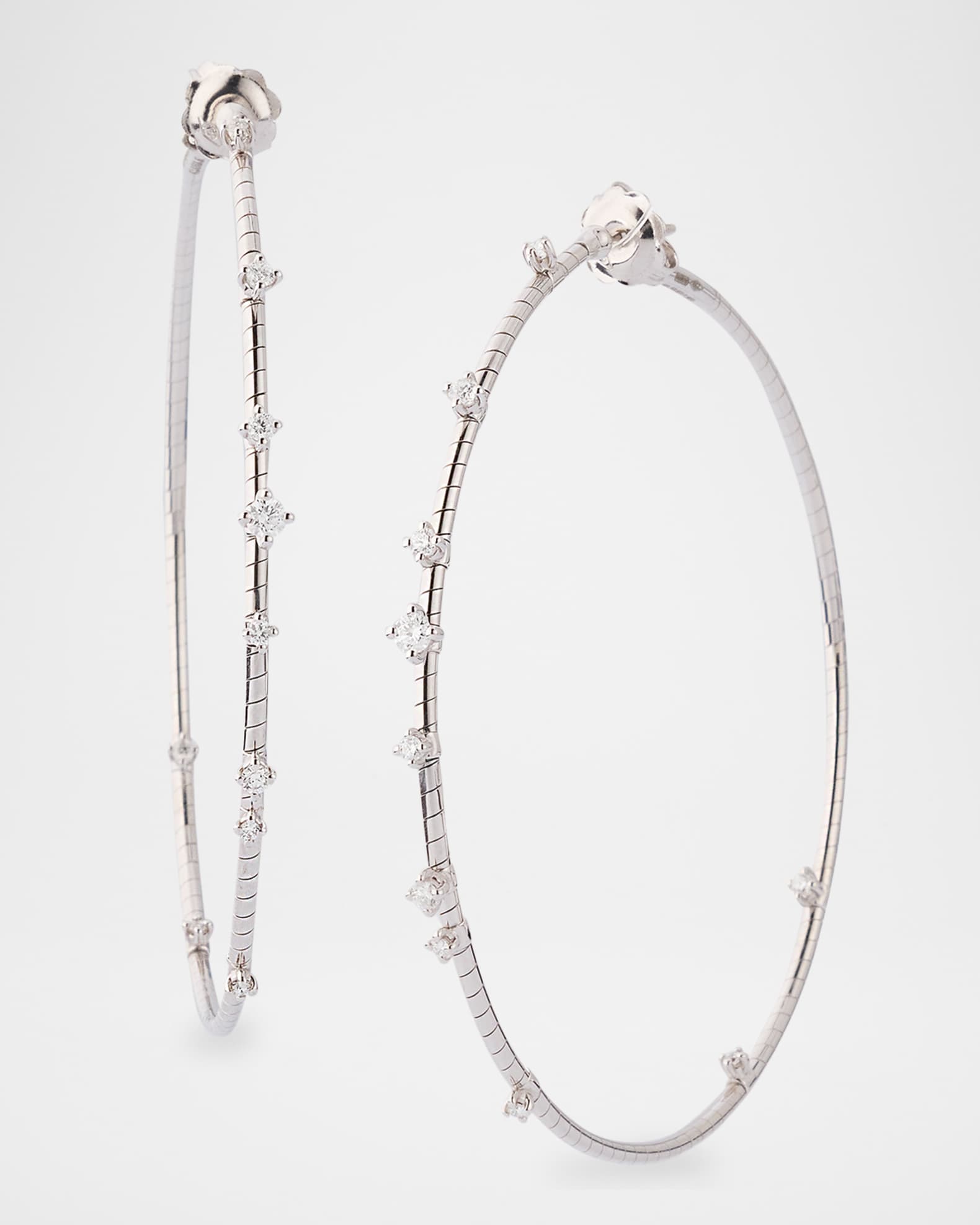18k White Gold Diamond Hoop Earrings 0