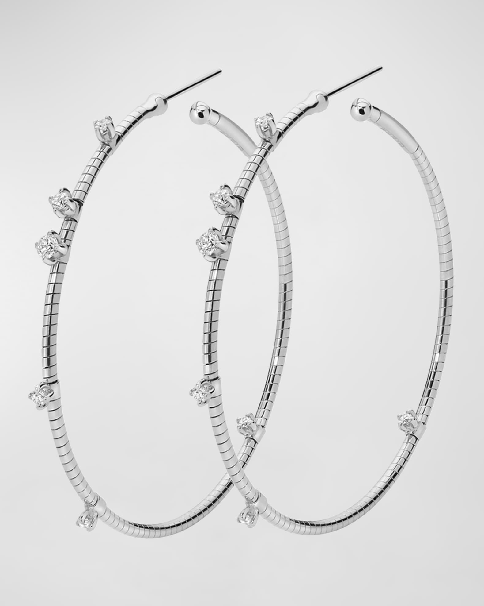 18k White Gold Diamond Hoop Earrings 0