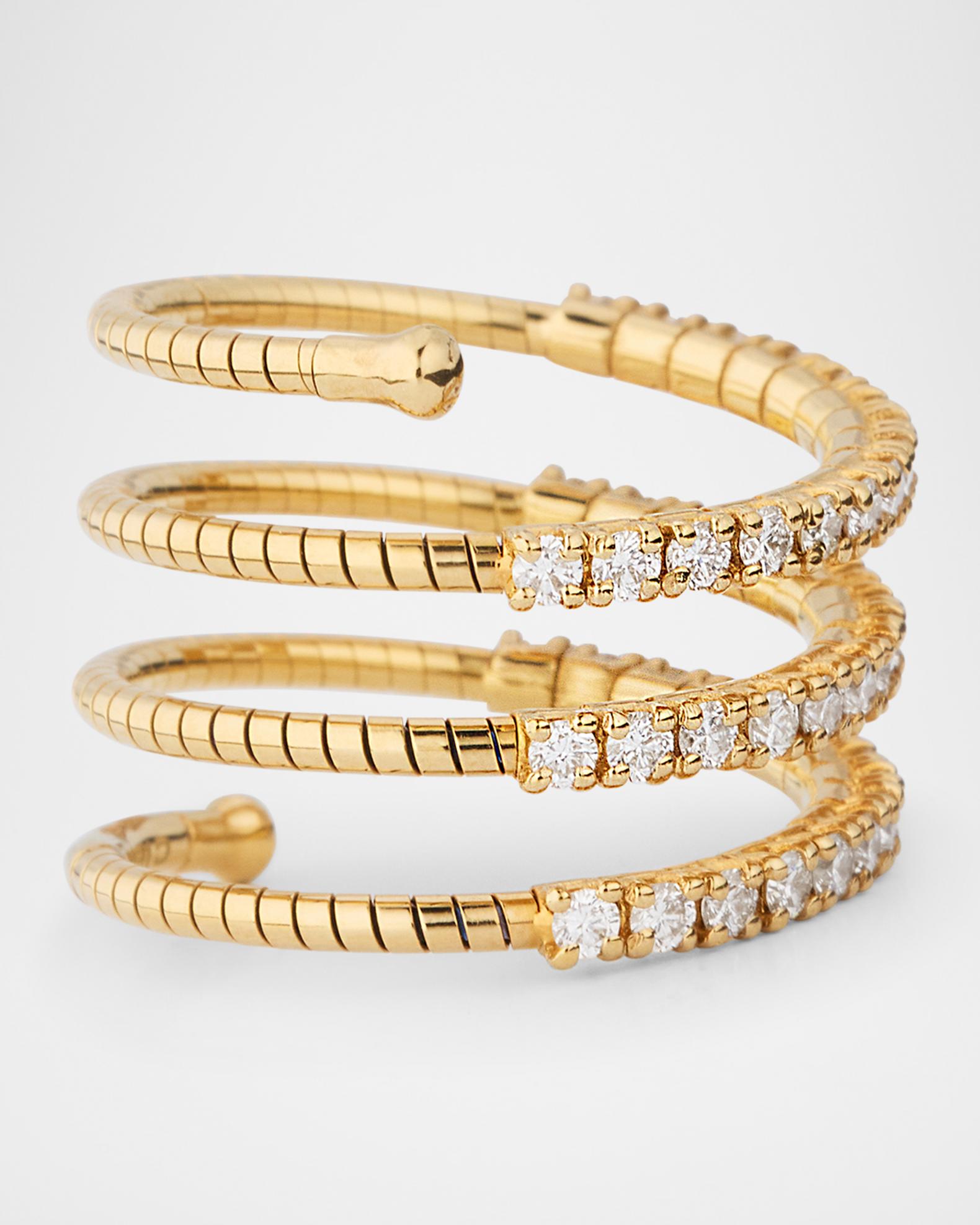 Mattia Cielo 18K Yellow Gold Coil Ring with Diamonds | Neiman Marcus