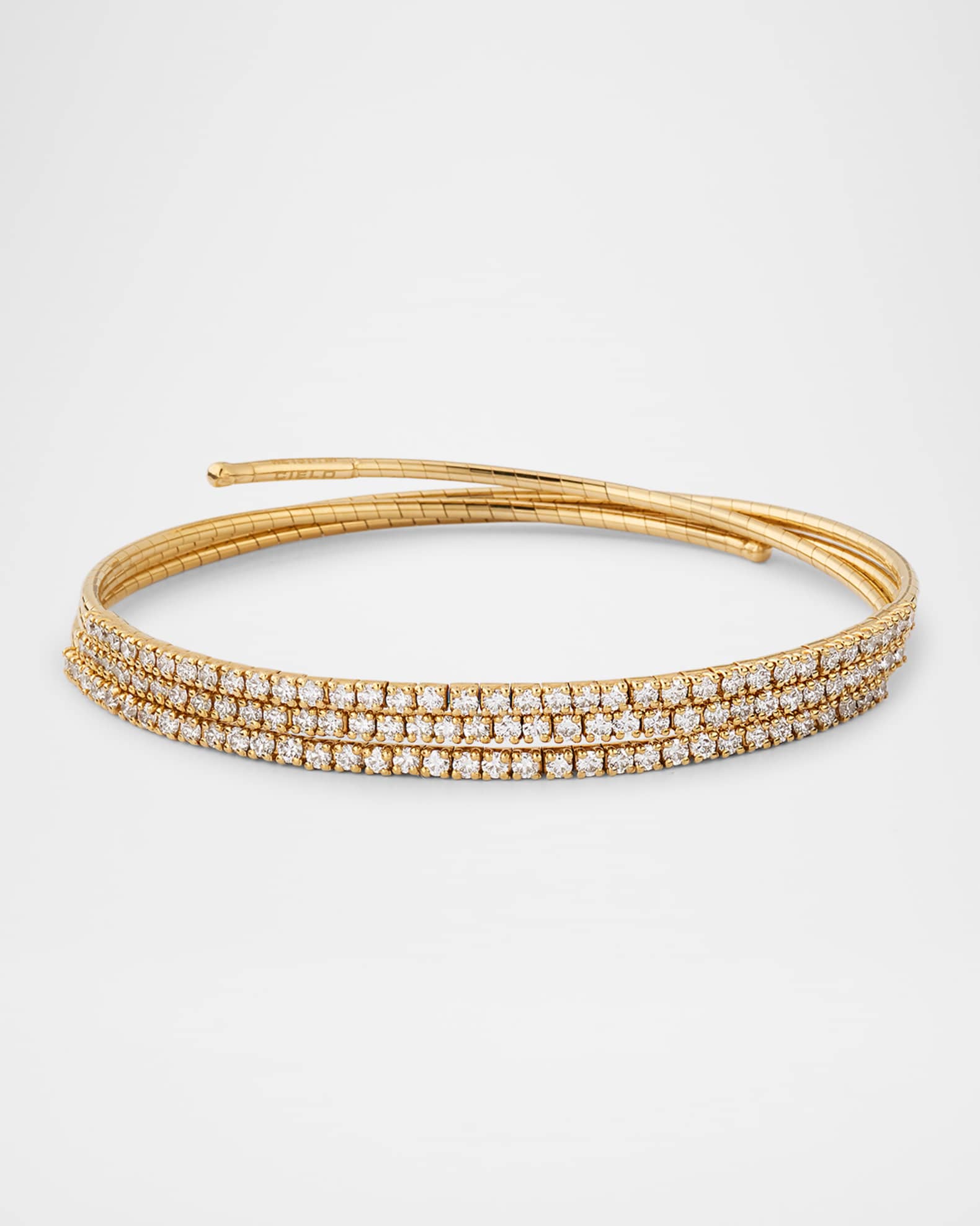 18k Yellow Gold Spiral Diamond Bracelet 0