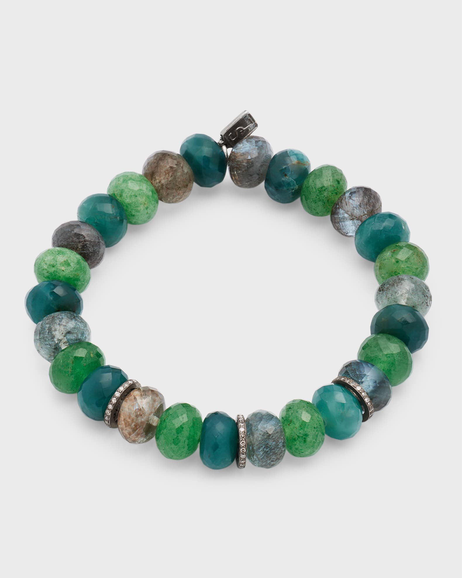 Sheryl Lowe Green Quartz Bracelet with 3 Diamond Rondelle Neiman Marcus