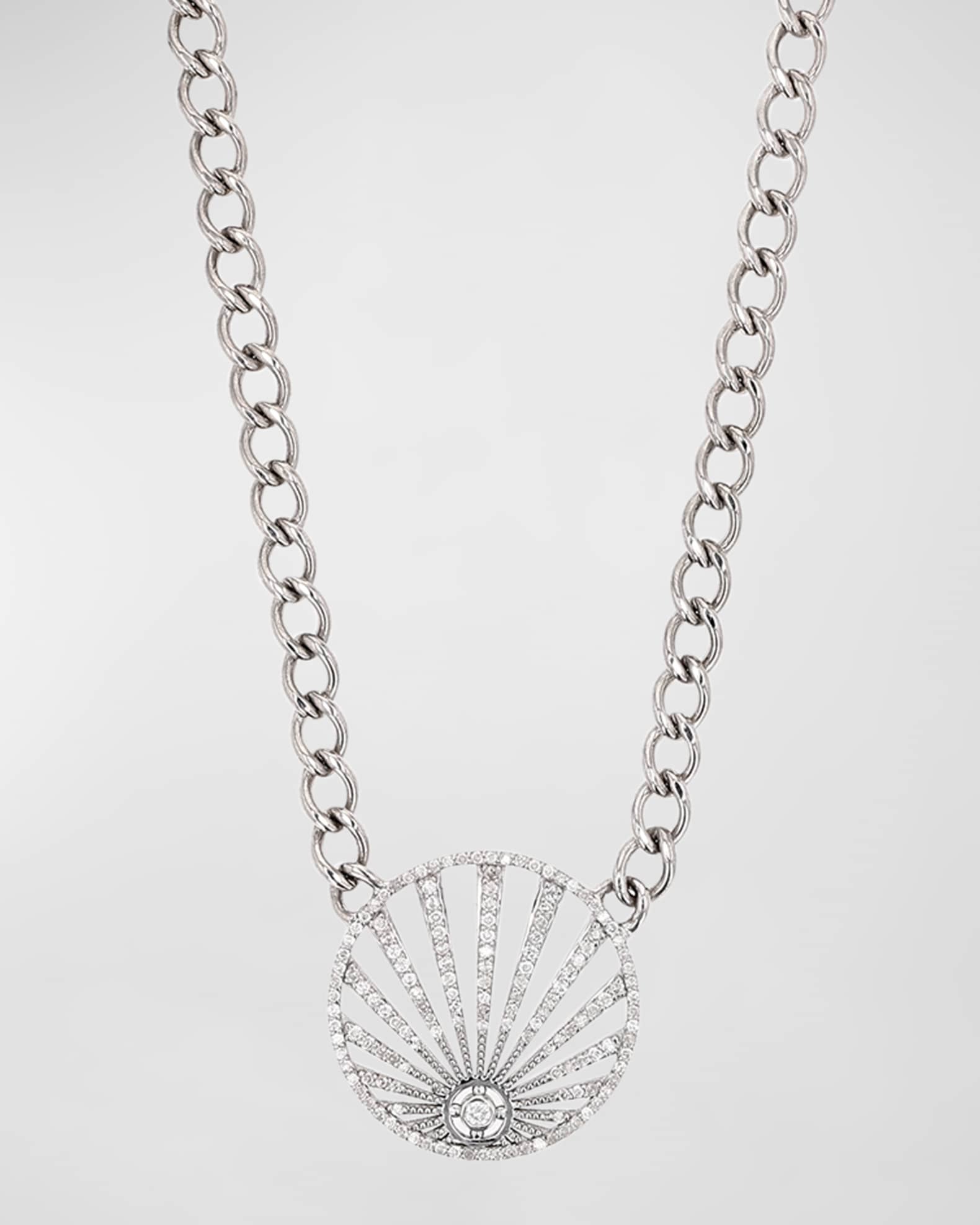 Sheryl Lowe Diamond Pave Sunray Pendant Chain Necklace Neiman Marcus
