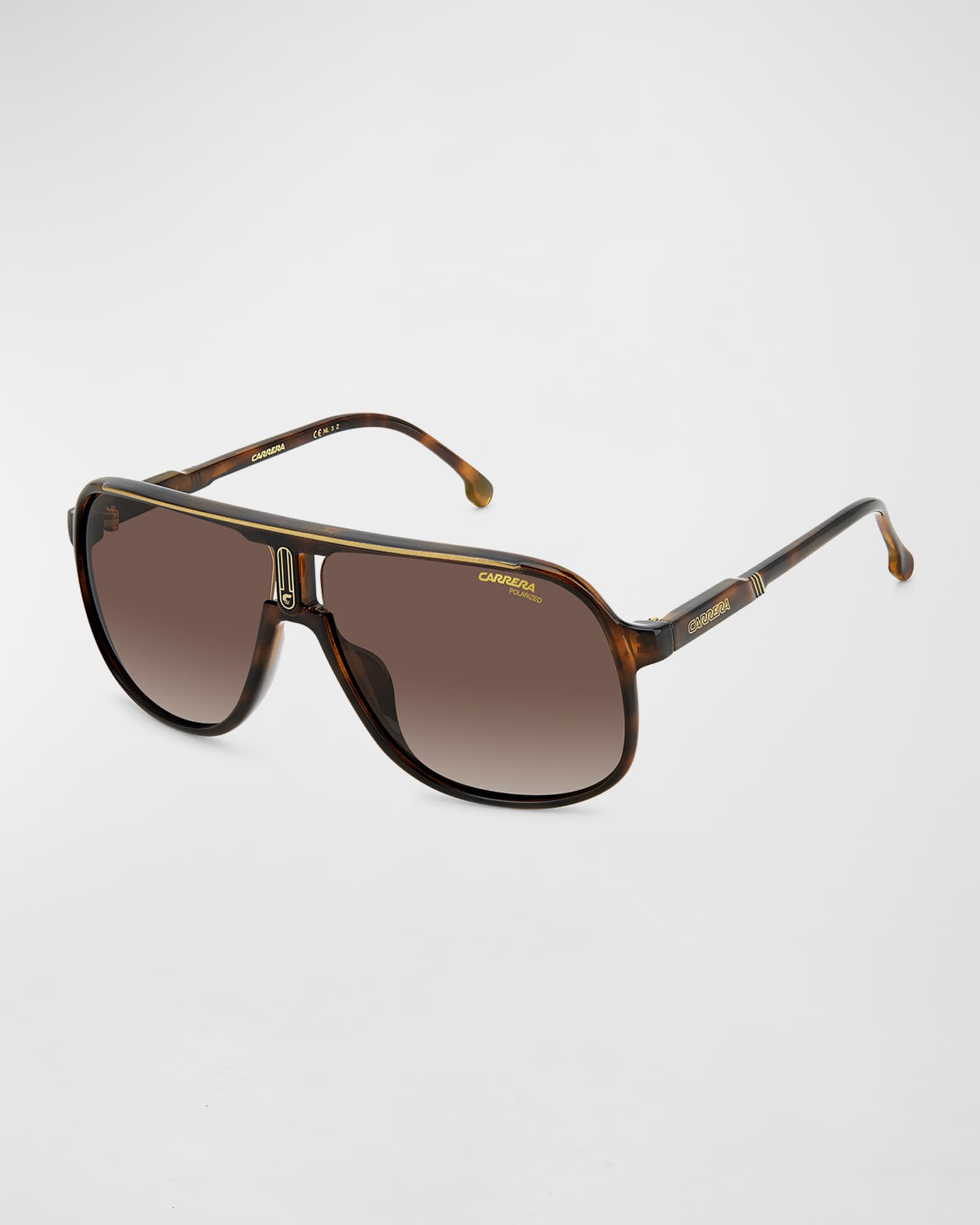 Carrera Men's Logo-Bridge Polarized Rectangle Sunglasses | Neiman Marcus