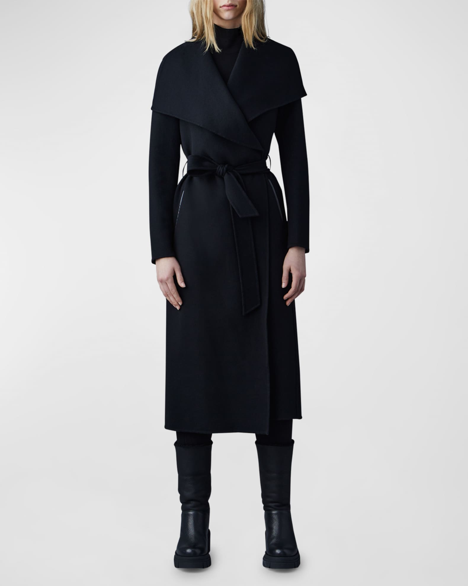 Mackage Mai Wool Belted Wrap Coat | Neiman Marcus