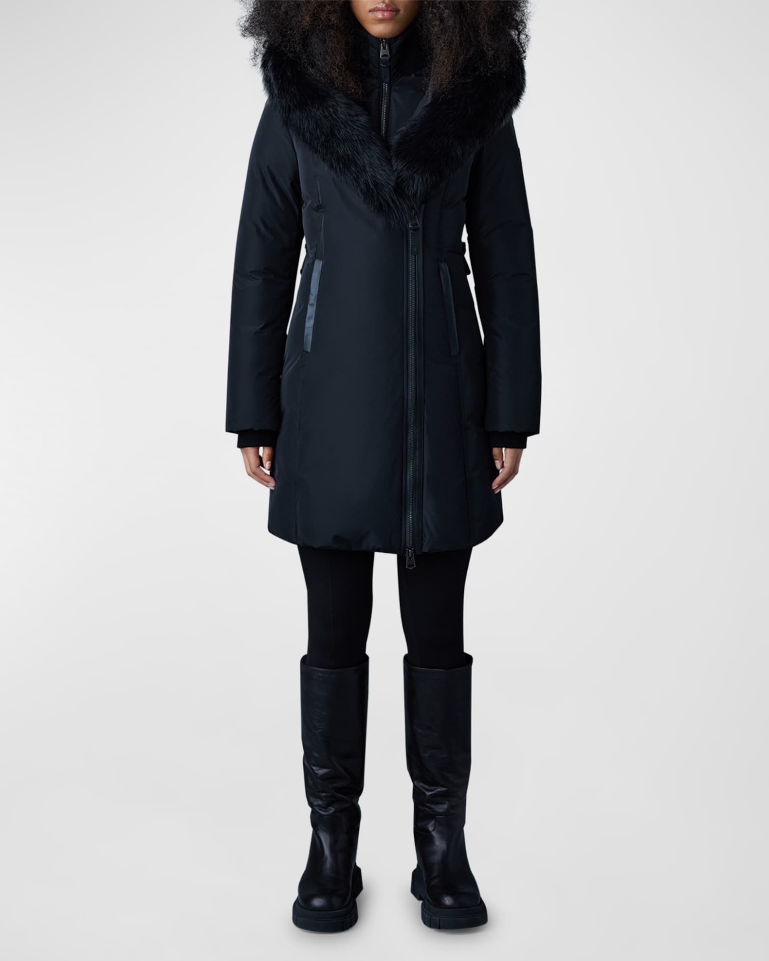 Louis Vuitton Flap Pocket Hooded Wrap Coat Night Blue. Size 36
