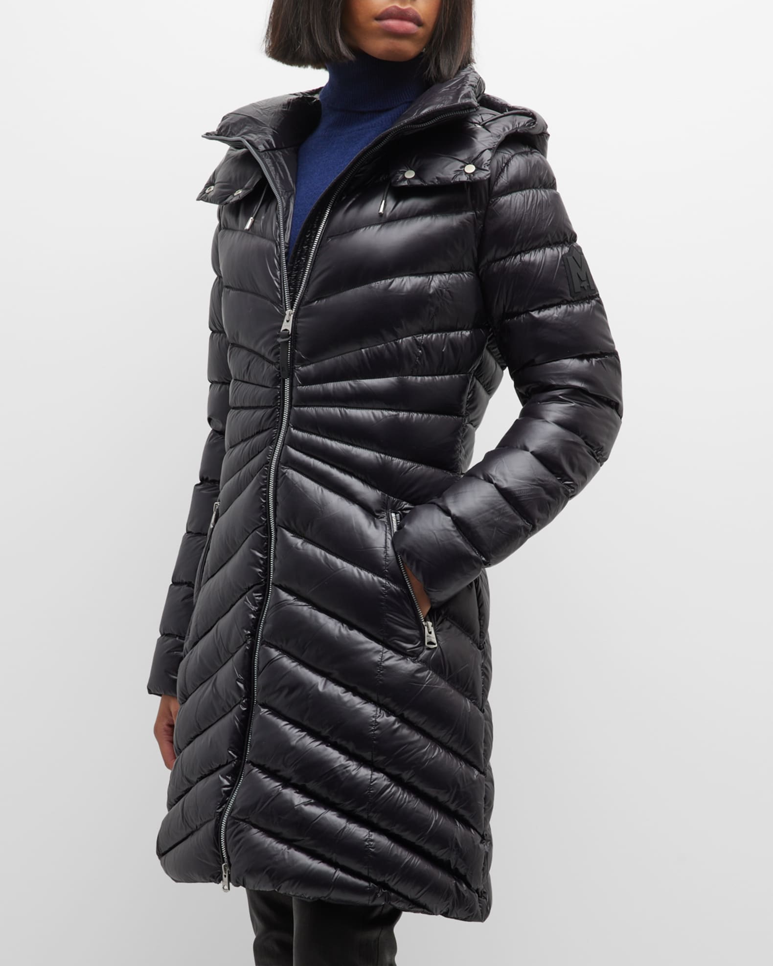 ladies black puffer coats