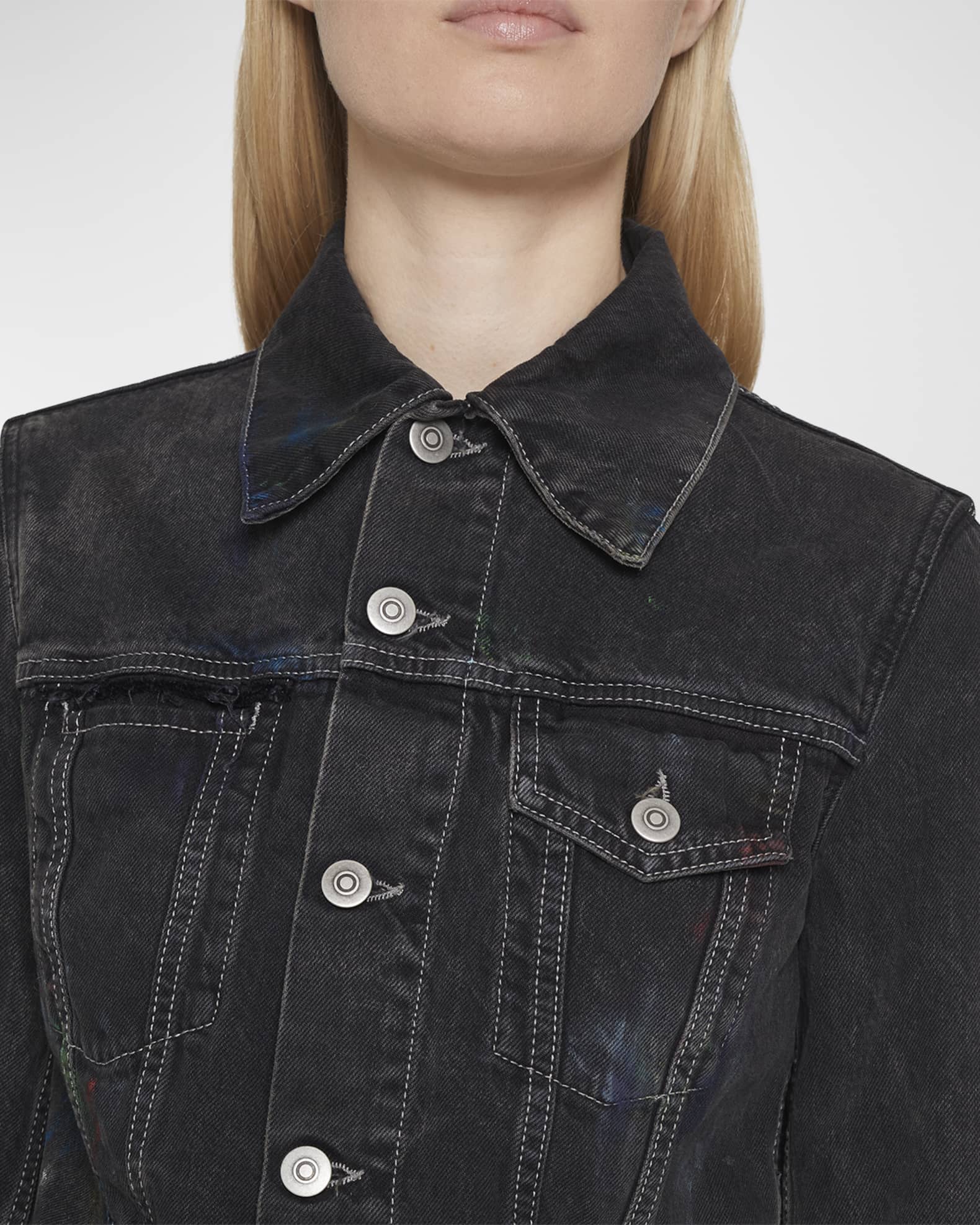 Maison Margiela Paint Splattered Denim Jacket Neiman Marcus