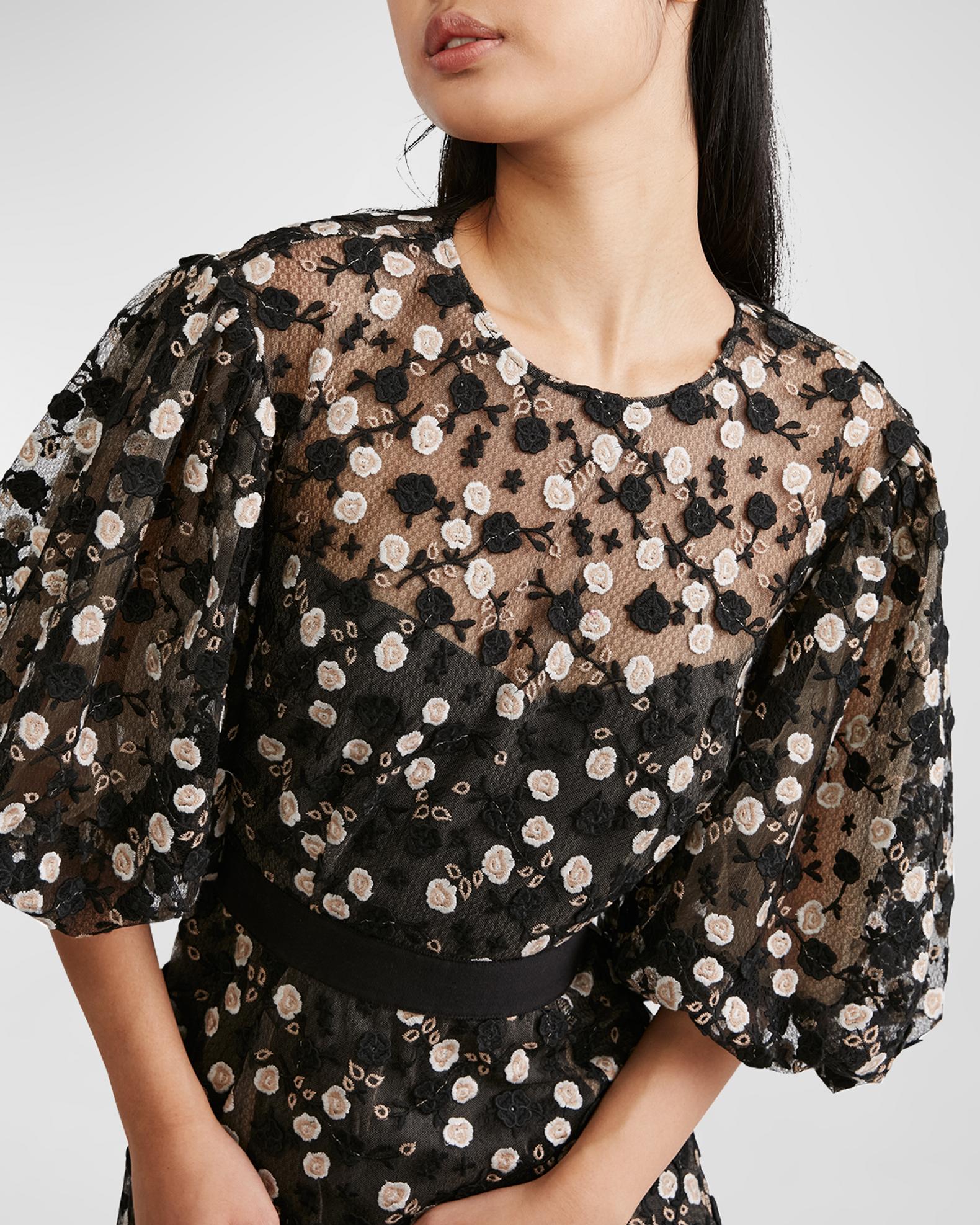 Robe Zara à Pois Drapée Tulle Manches Bouffantes - Taille XL, Neuf Avec étiquette, Style Blogger