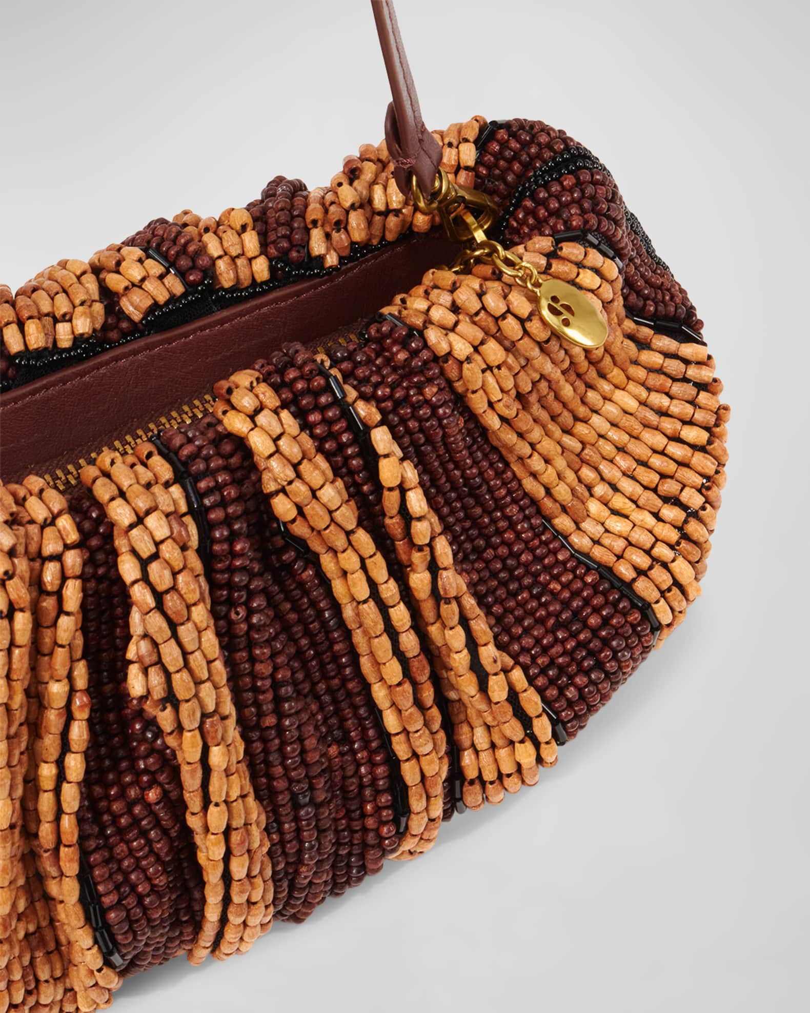 Staud Bean Wood Beaded Clutch Bag | Neiman Marcus