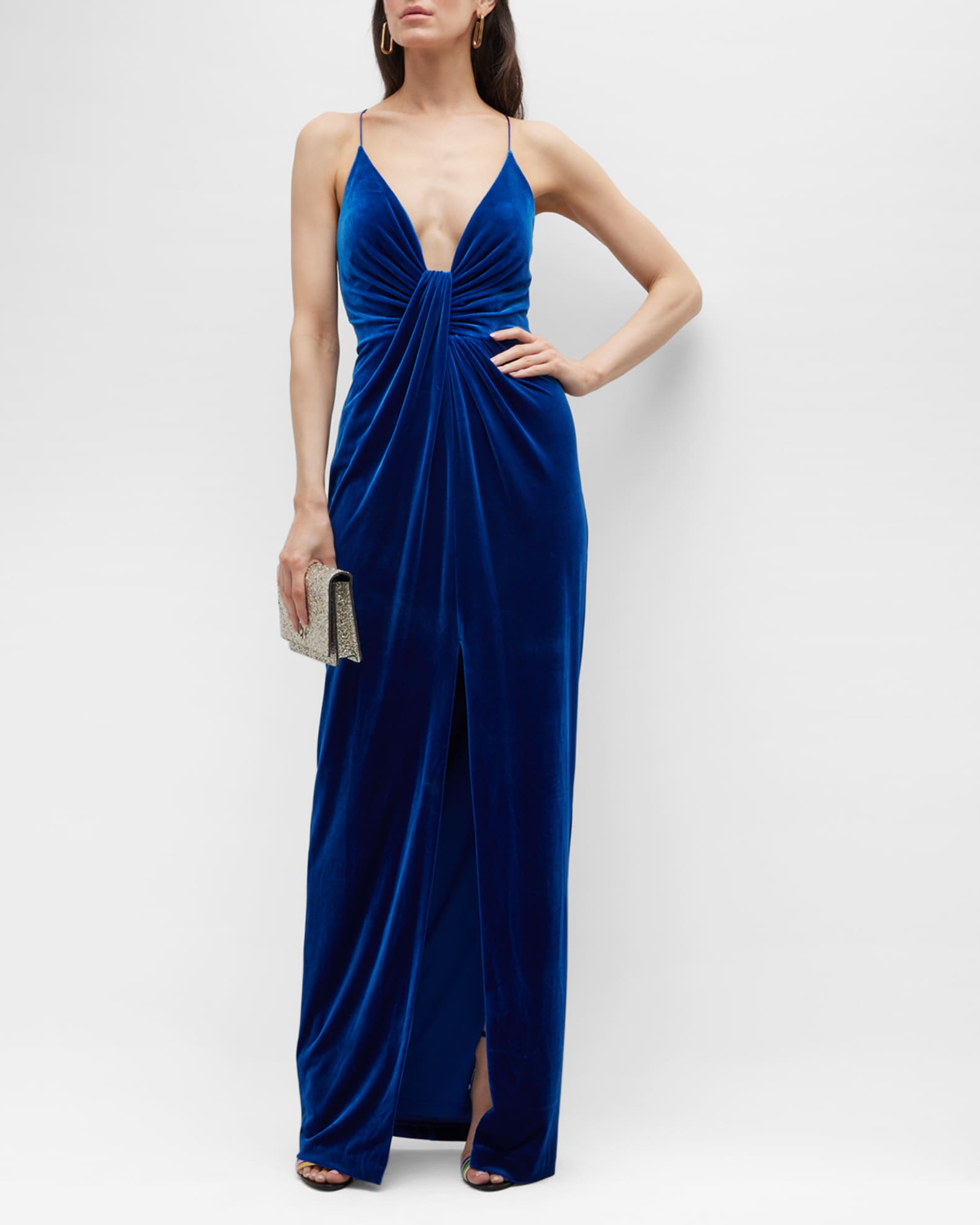 Aidan by Aidan Mattox Twist Front Velvet Gown Neiman Marcus
