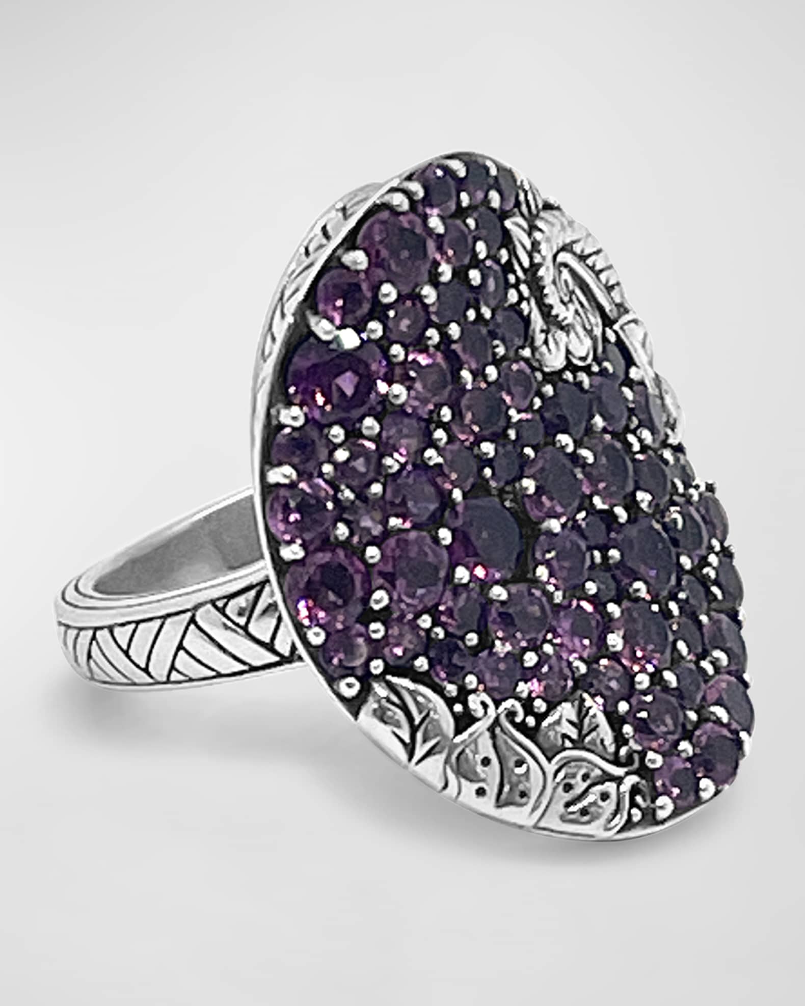 Rhodolite Garnet Pave Ring in Sterling Silver, Size 7 1