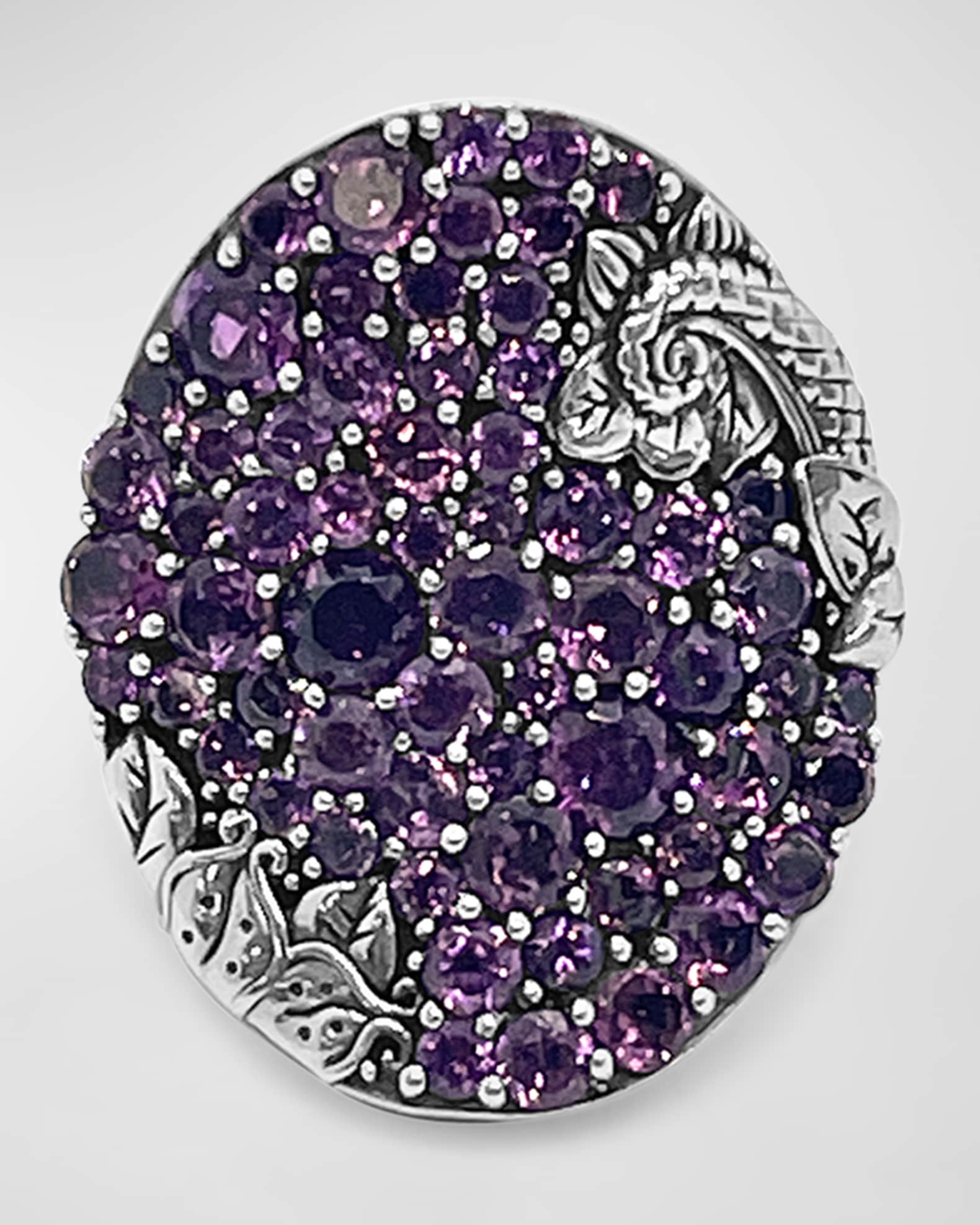 Rhodolite Garnet Pave Ring in Sterling Silver, Size 7 0
