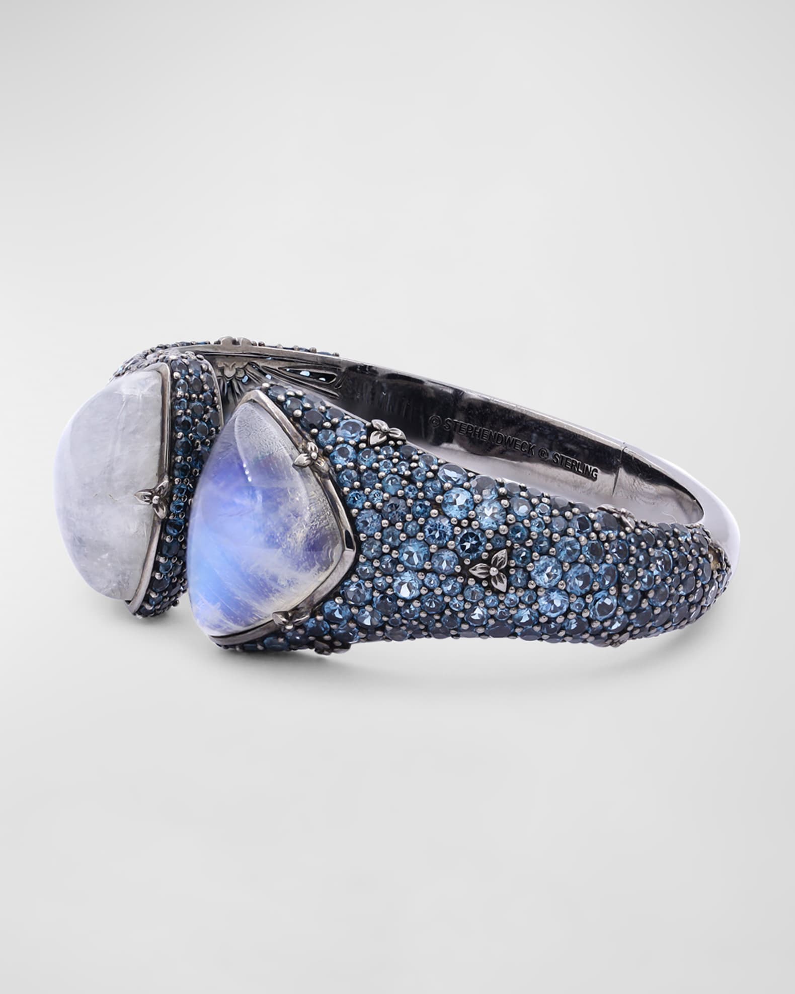 Moonstone and Blue Topaz Bracelet in Blackened Sterling Silver 1