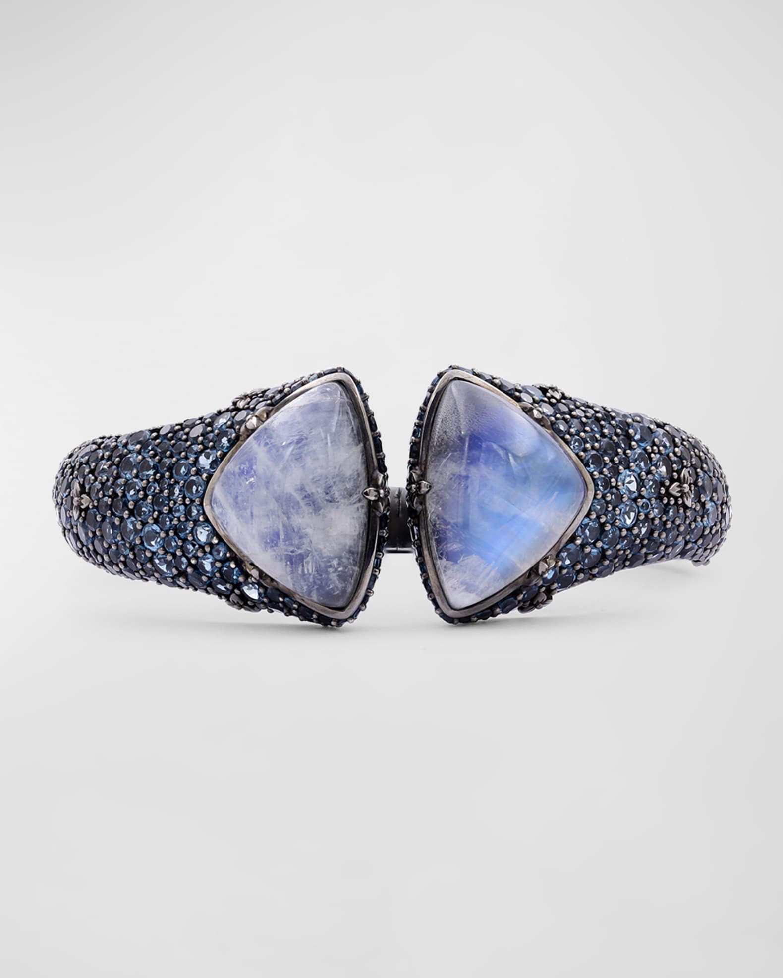 Moonstone and Blue Topaz Bracelet in Blackened Sterling Silver 0