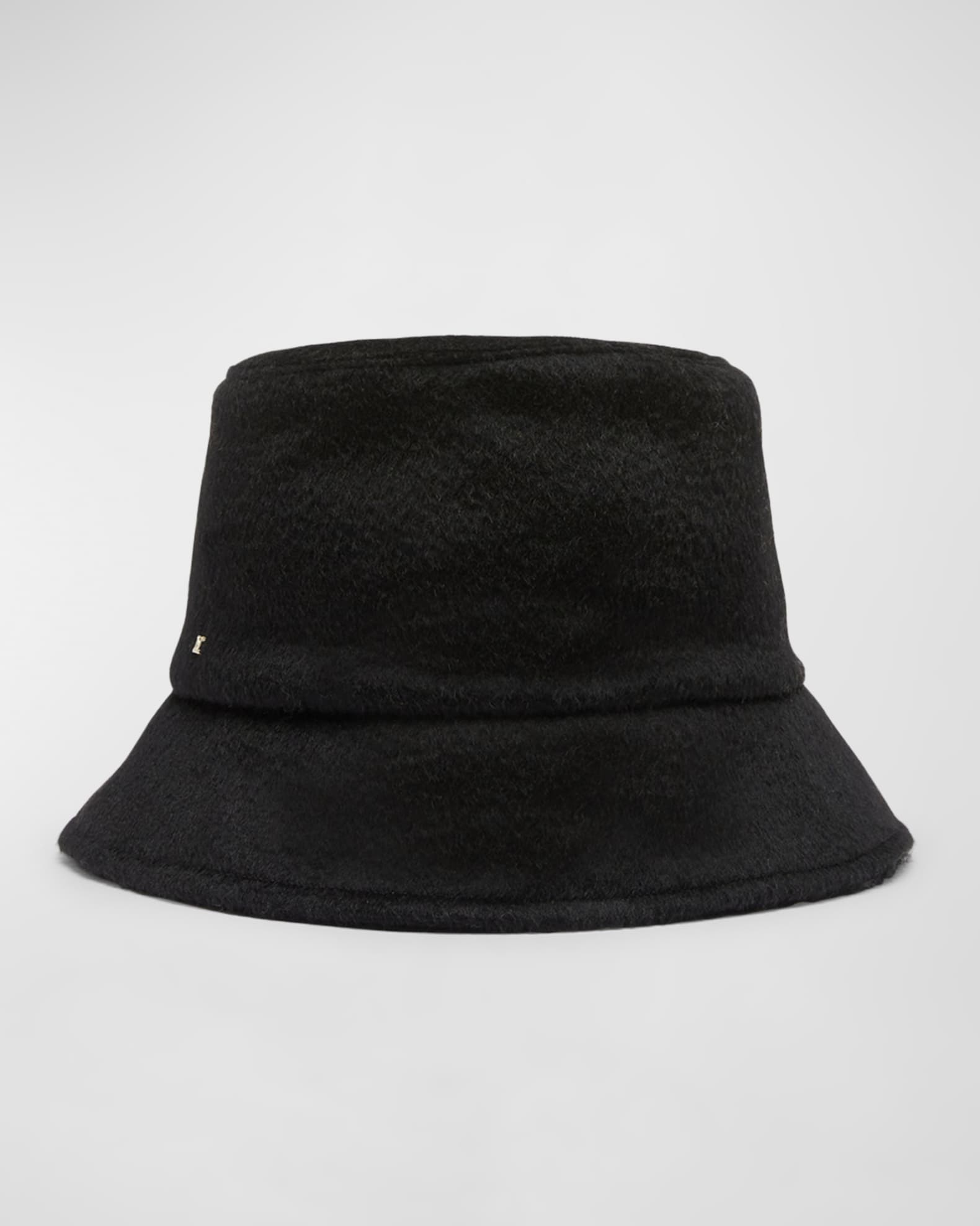 Leather-trimmed checked wool and cashmere-blend bucket hat