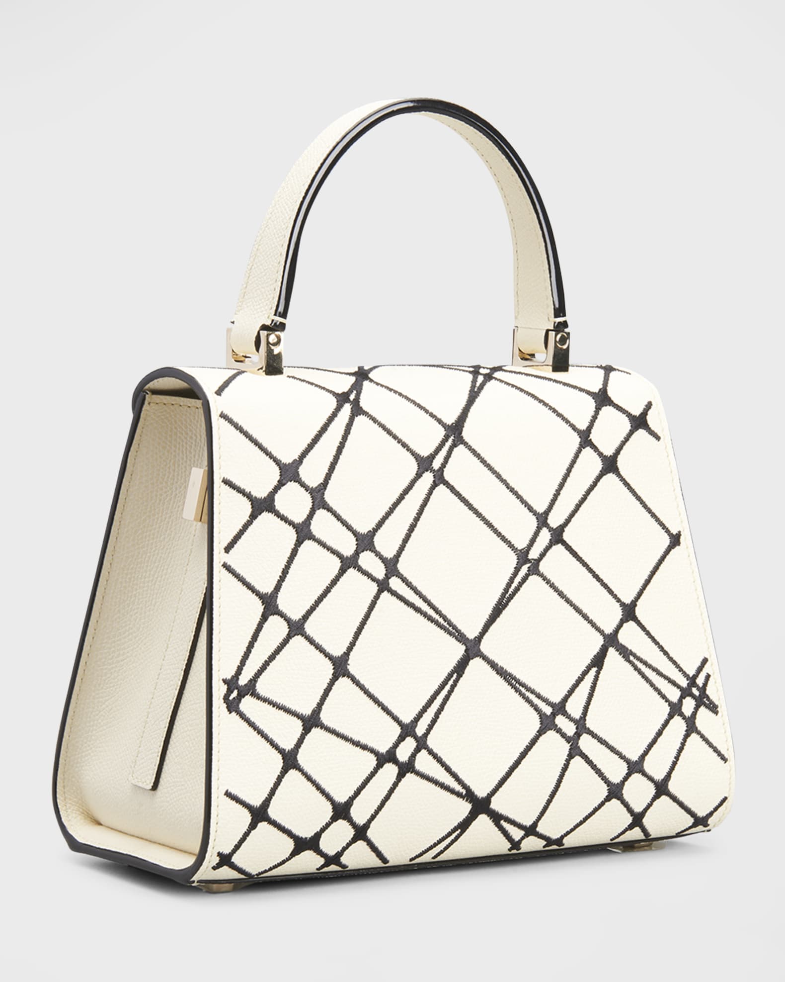 Valextra leather Vintage Center Lock 2-Way Handbag beige