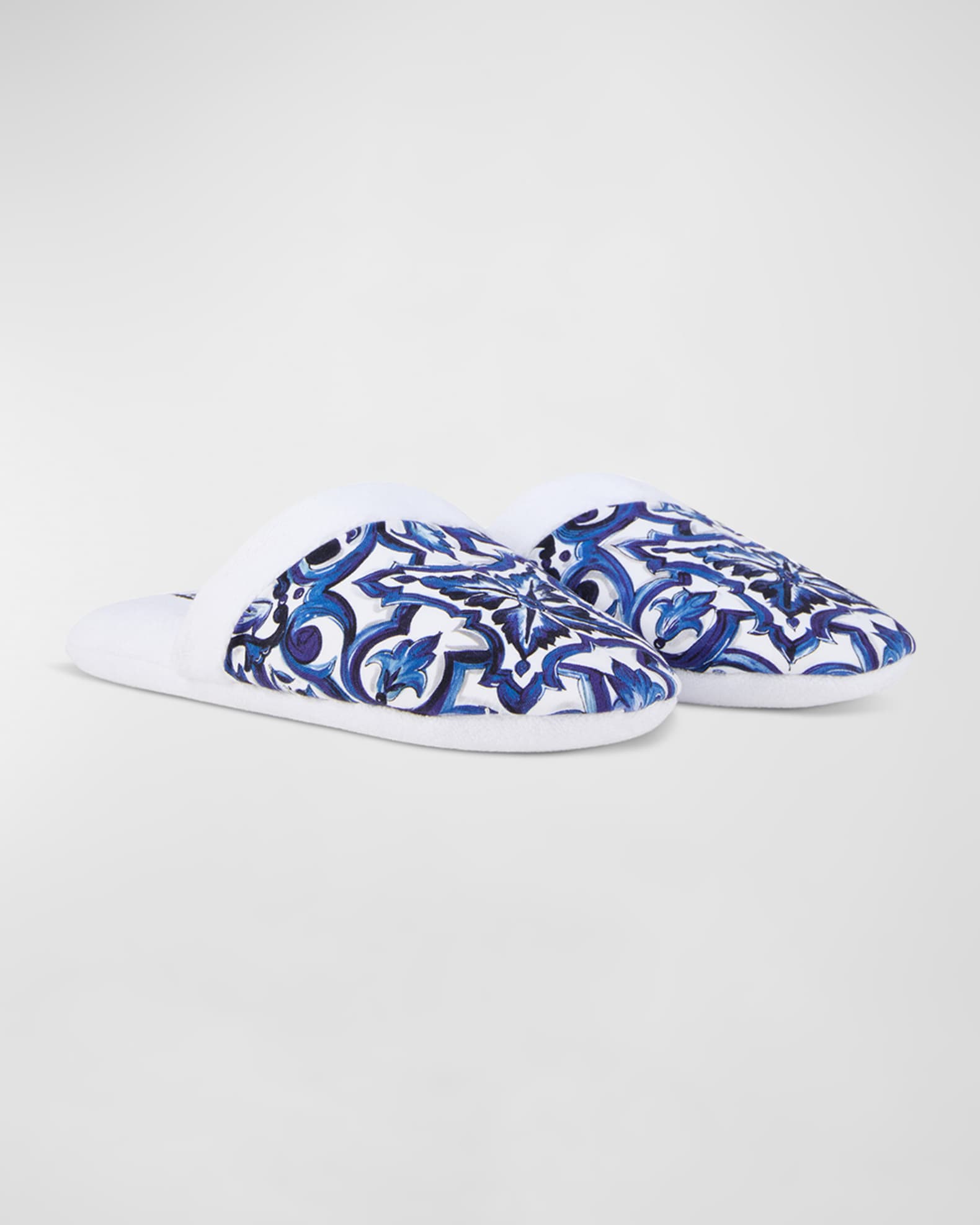 Men's Majolica-Print Cotton Slippers  1
