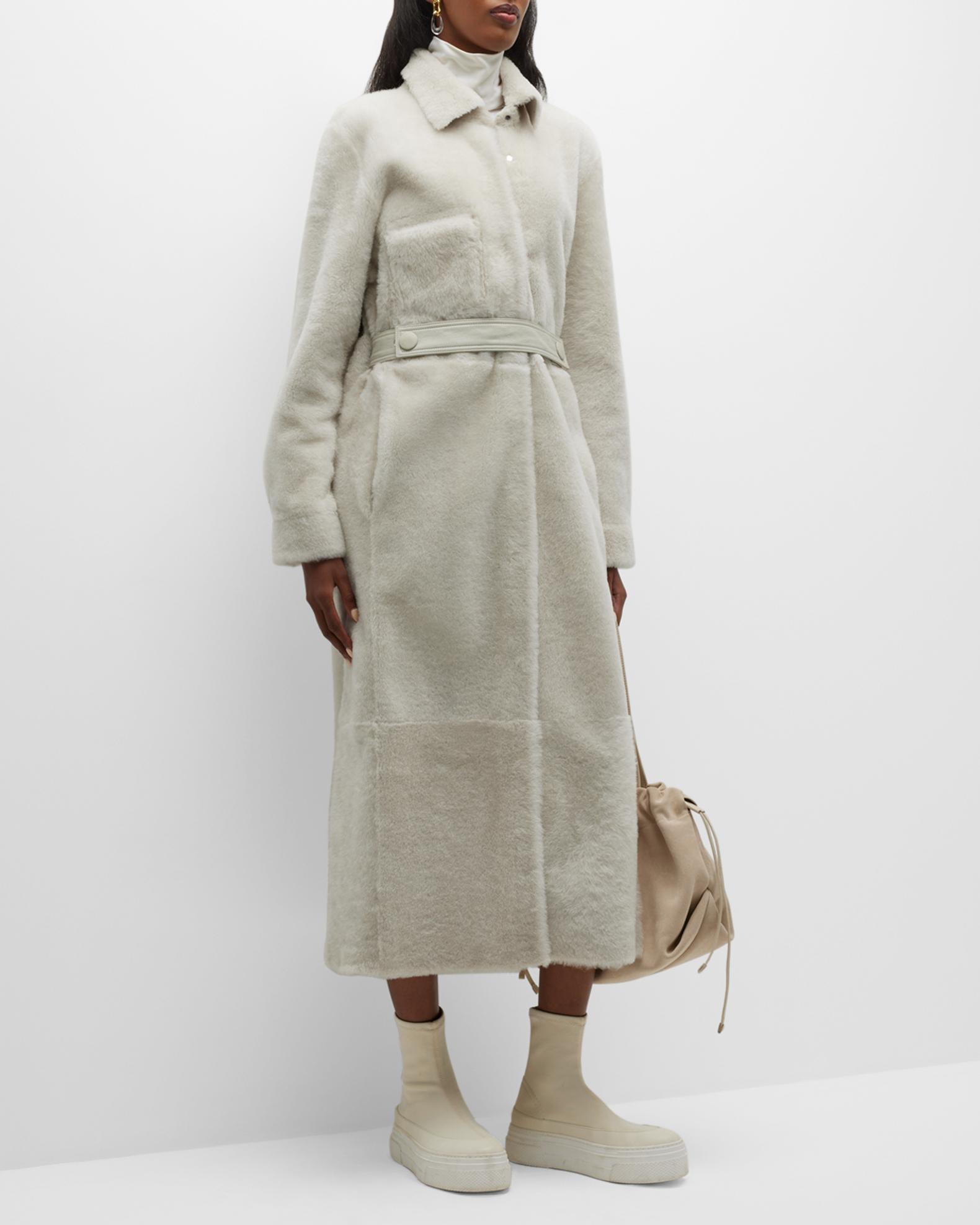 ANNE VEST Riga Belted Shearling Coat | Neiman Marcus