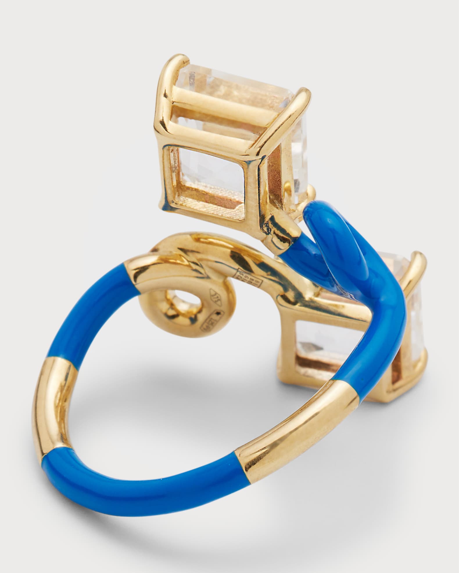 Bea Bongiasca B Square Crystal Ring with Cobalt Blue Enamel | Neiman Marcus