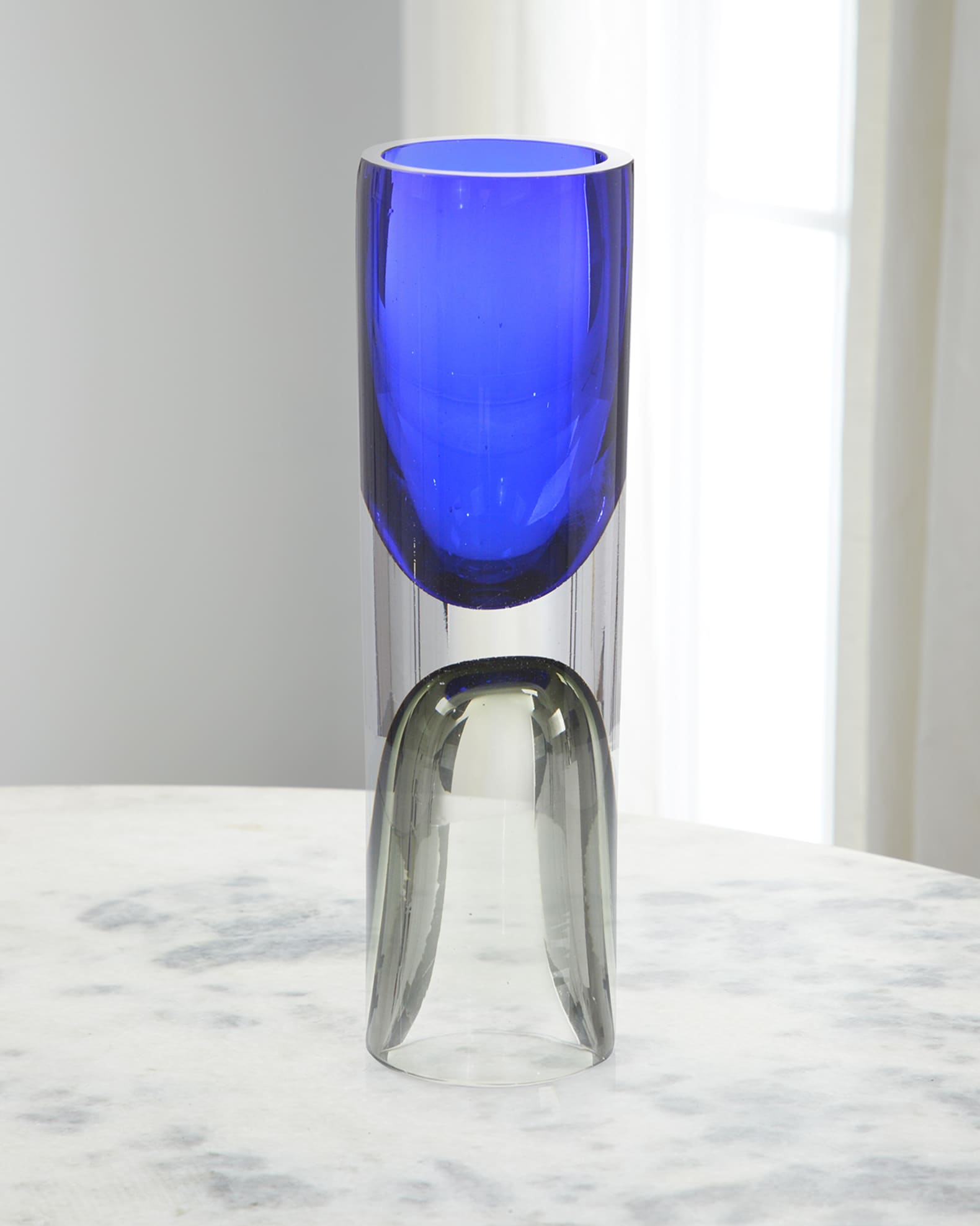 John-Richard Collection Royal Blue And Grey Handblown Hourglass Sculpture I
