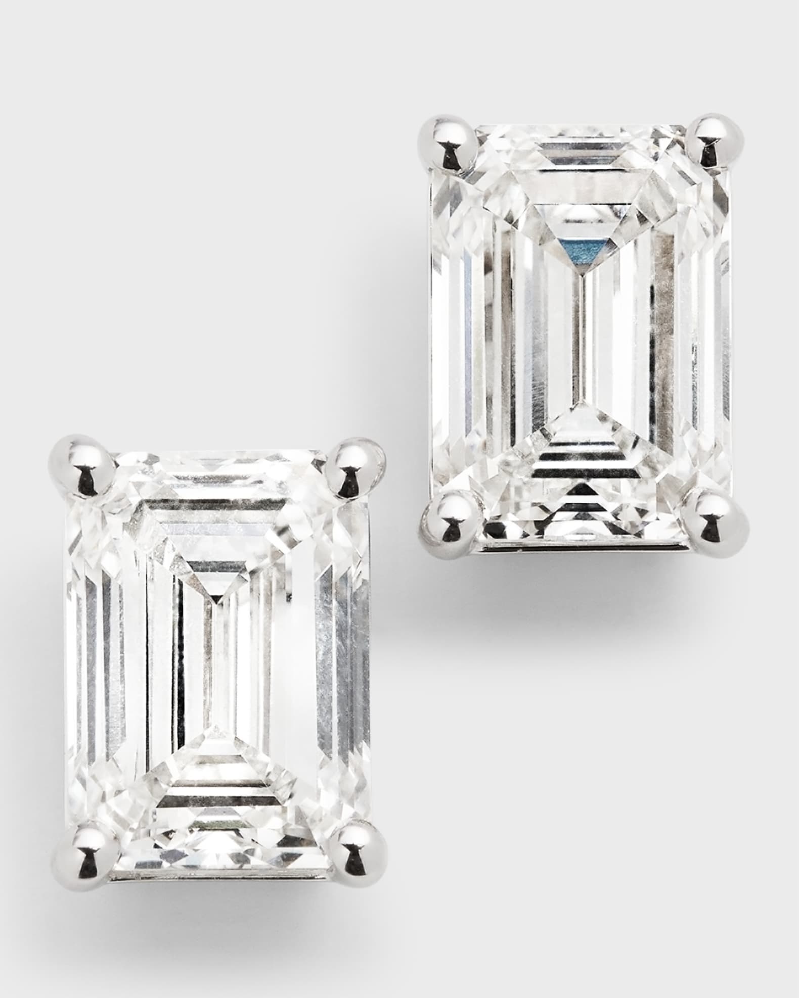 Lab Grown Diamond 18K White Gold Emerald-Cut Stud Earrings, 6.0tcw 0