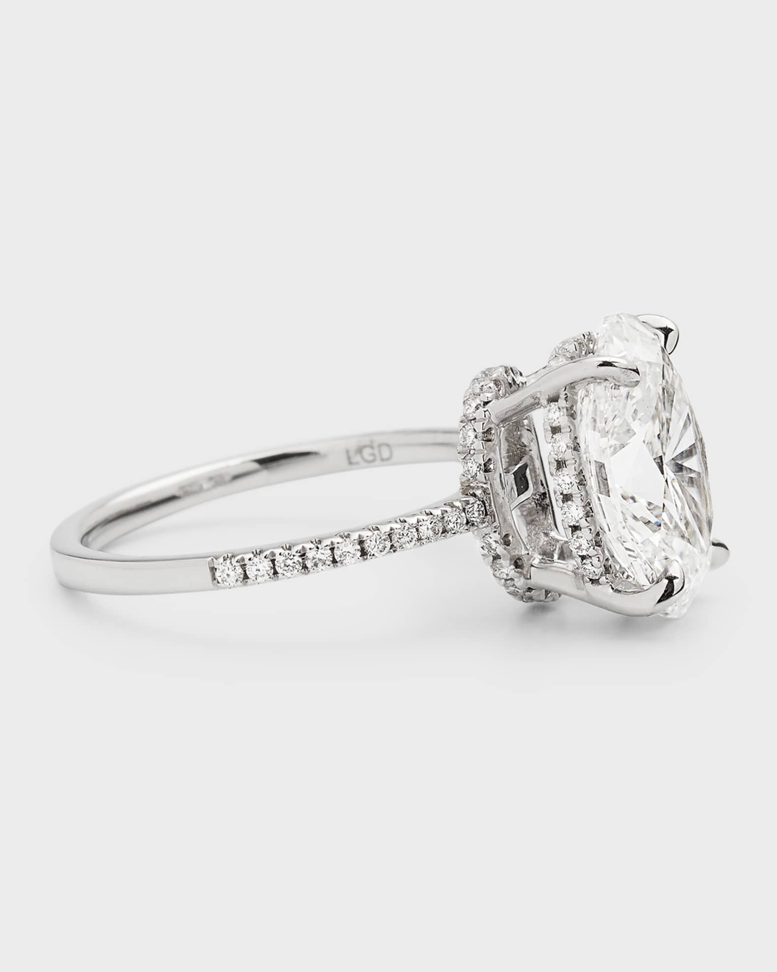 Neiman Marcus Lab Grown Diamonds Lab Grown Diamond 18K White Gold Oval and Pave Ring Size 6 Neiman Marcus