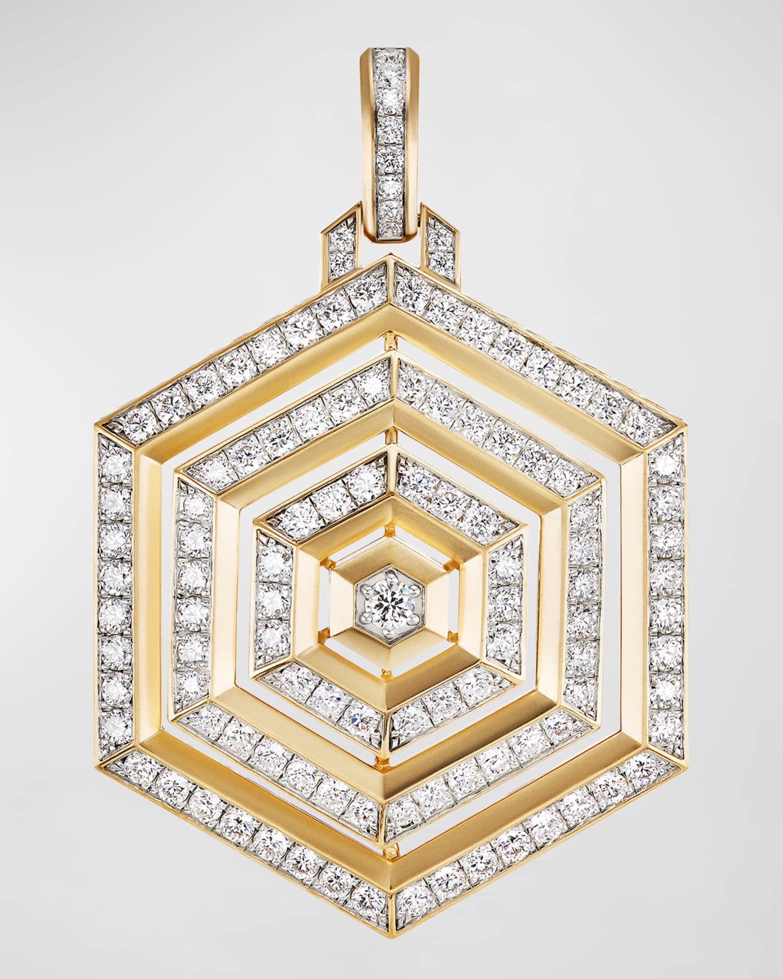 David Yurman Carlyle Pendant with Diamonds in 18K Gold, 44.5mm | Neiman ...