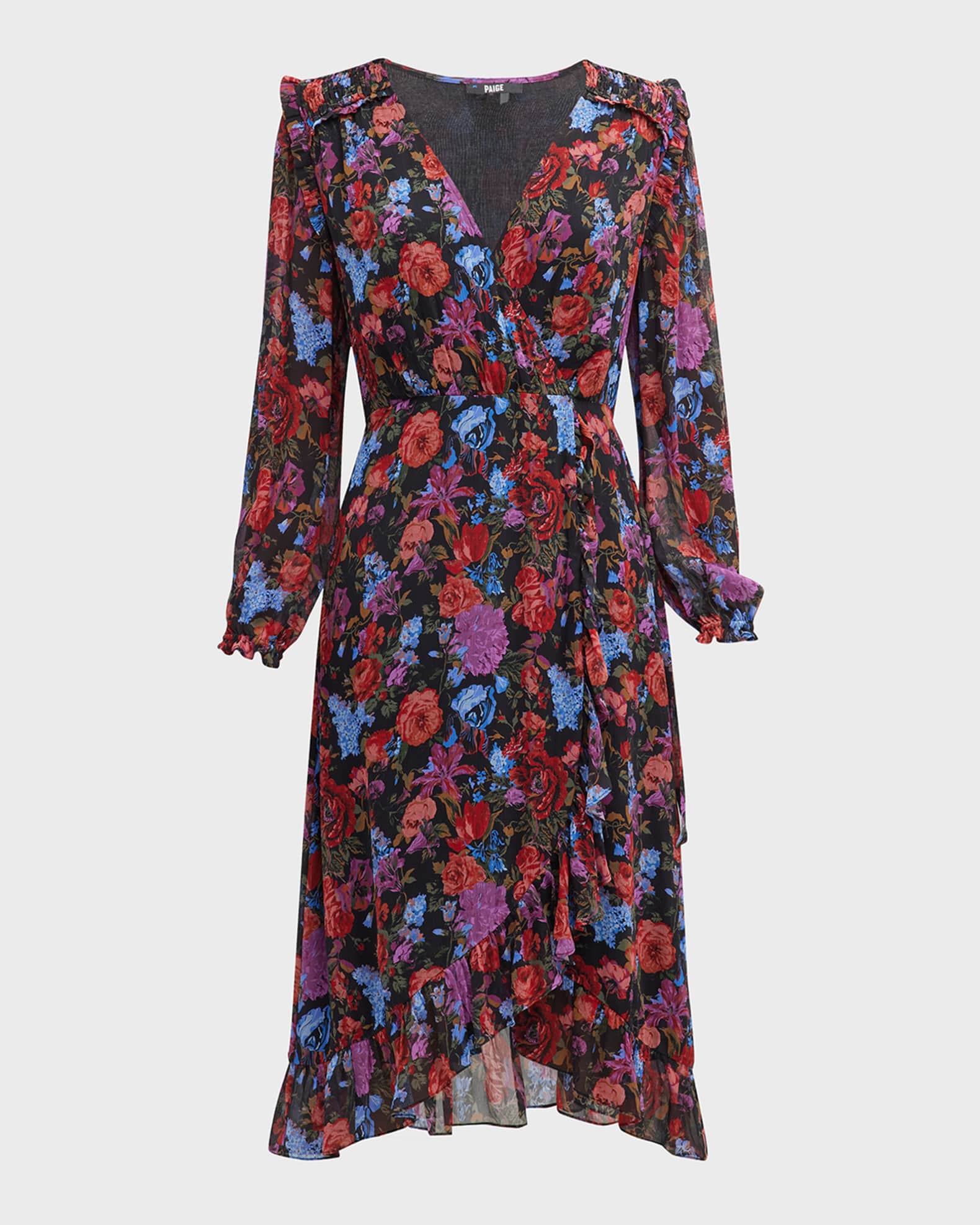PAIGE Paulette Floral Long Sleeve Wrap Dress Neiman Marcus