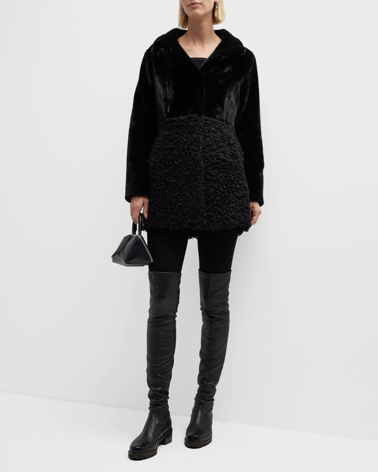 Belle Fare Mixed Media Faux Fur Parka Coat Neiman Marcus