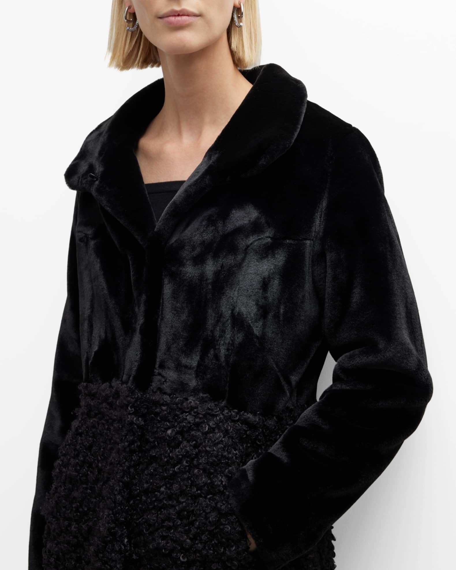 Belle Fare Mixed Media Faux Fur Parka Coat Neiman Marcus