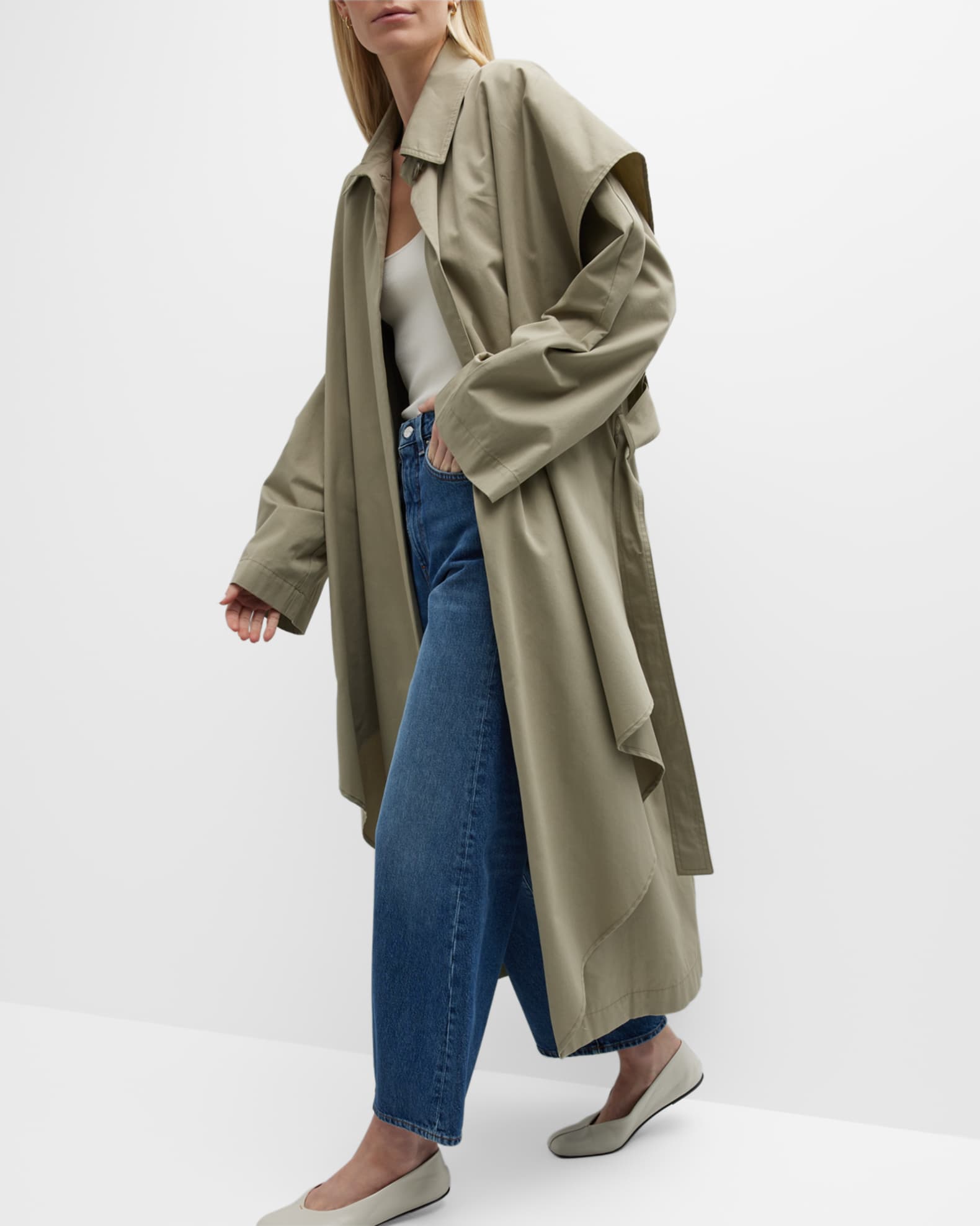 Toteme Layered Cotton Cupro Trench | Neiman Marcus
