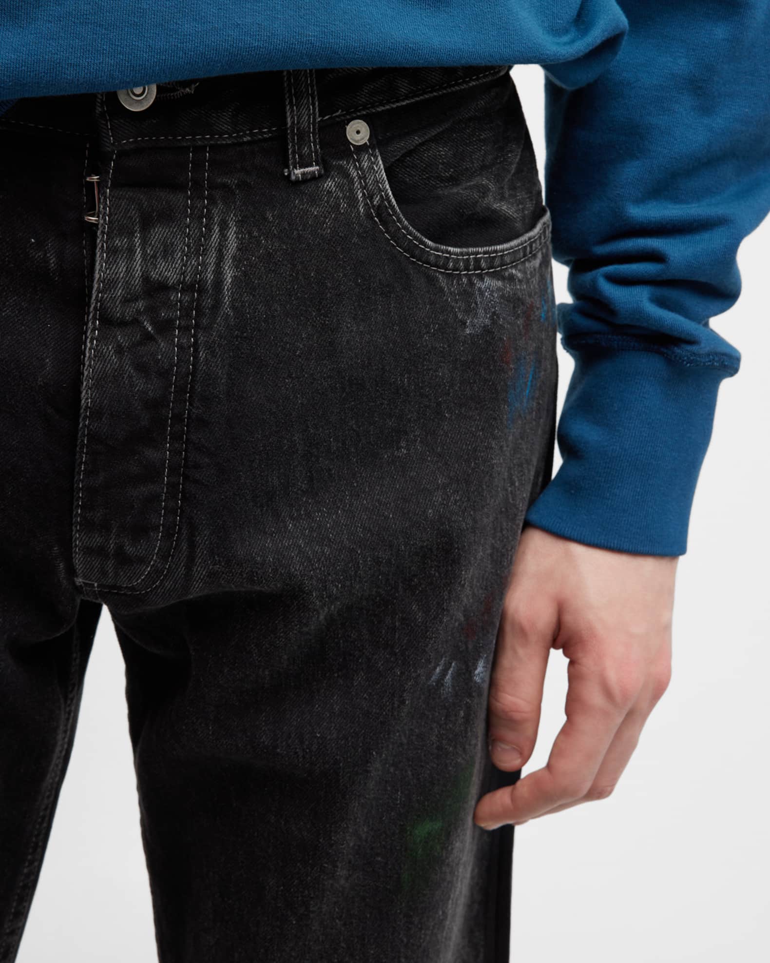 Maison Margiela Men's Painted RelaxedFit Jeans Neiman Marcus