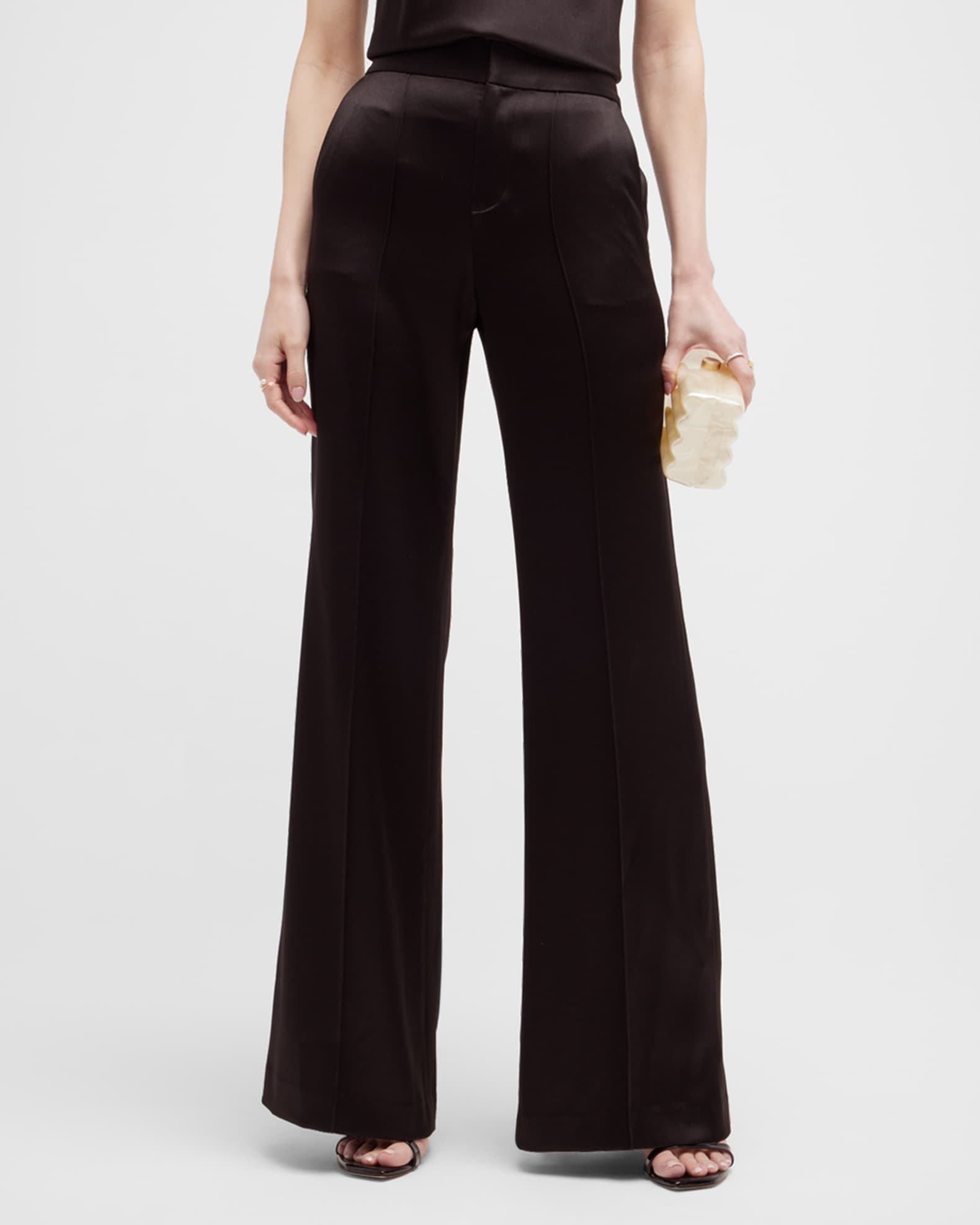 Dylan Satin High-Rise Wide-Leg Pants 0
