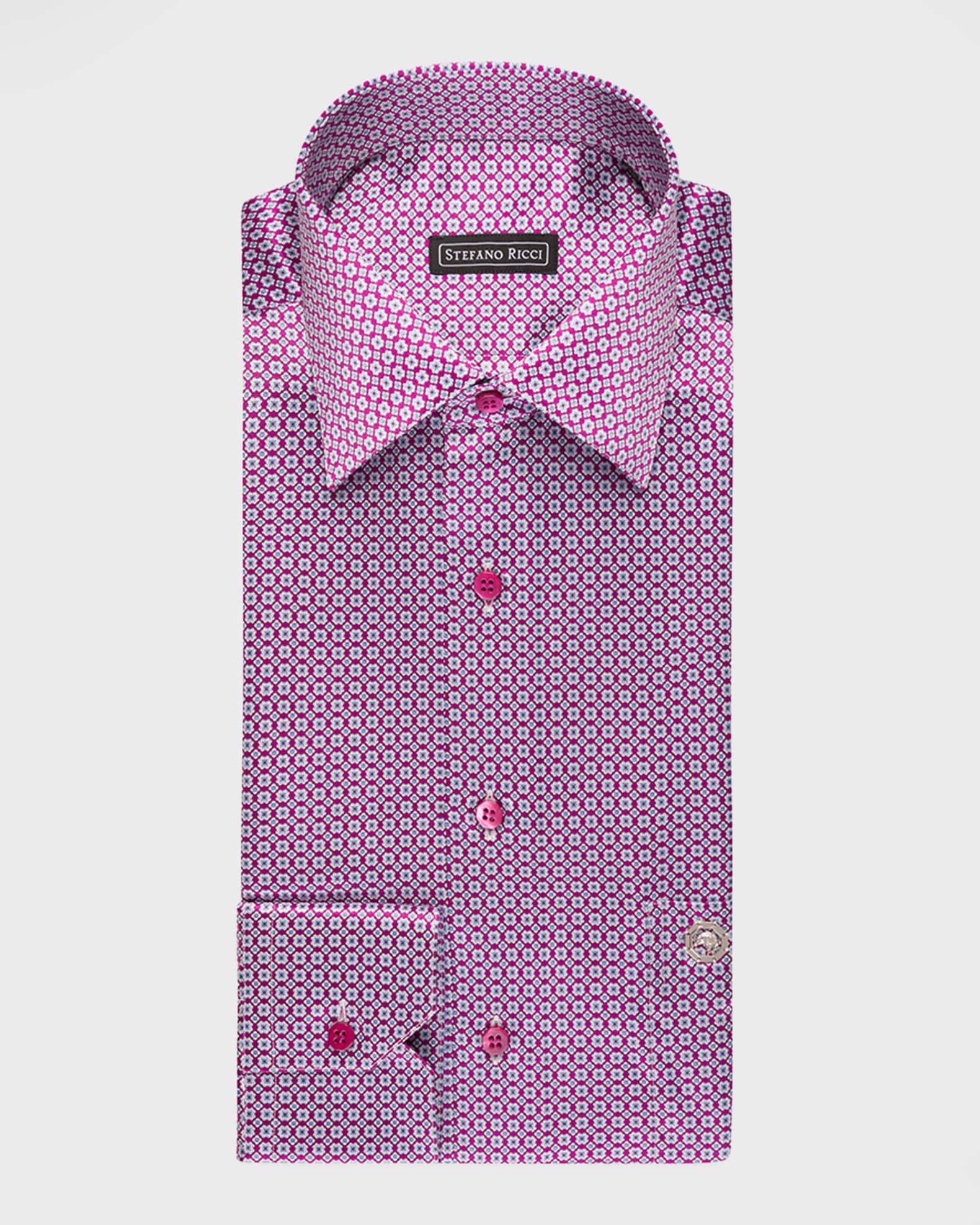 Stefano Ricci Men s Medallion Print Silk Dress Shirt Neiman Marcus