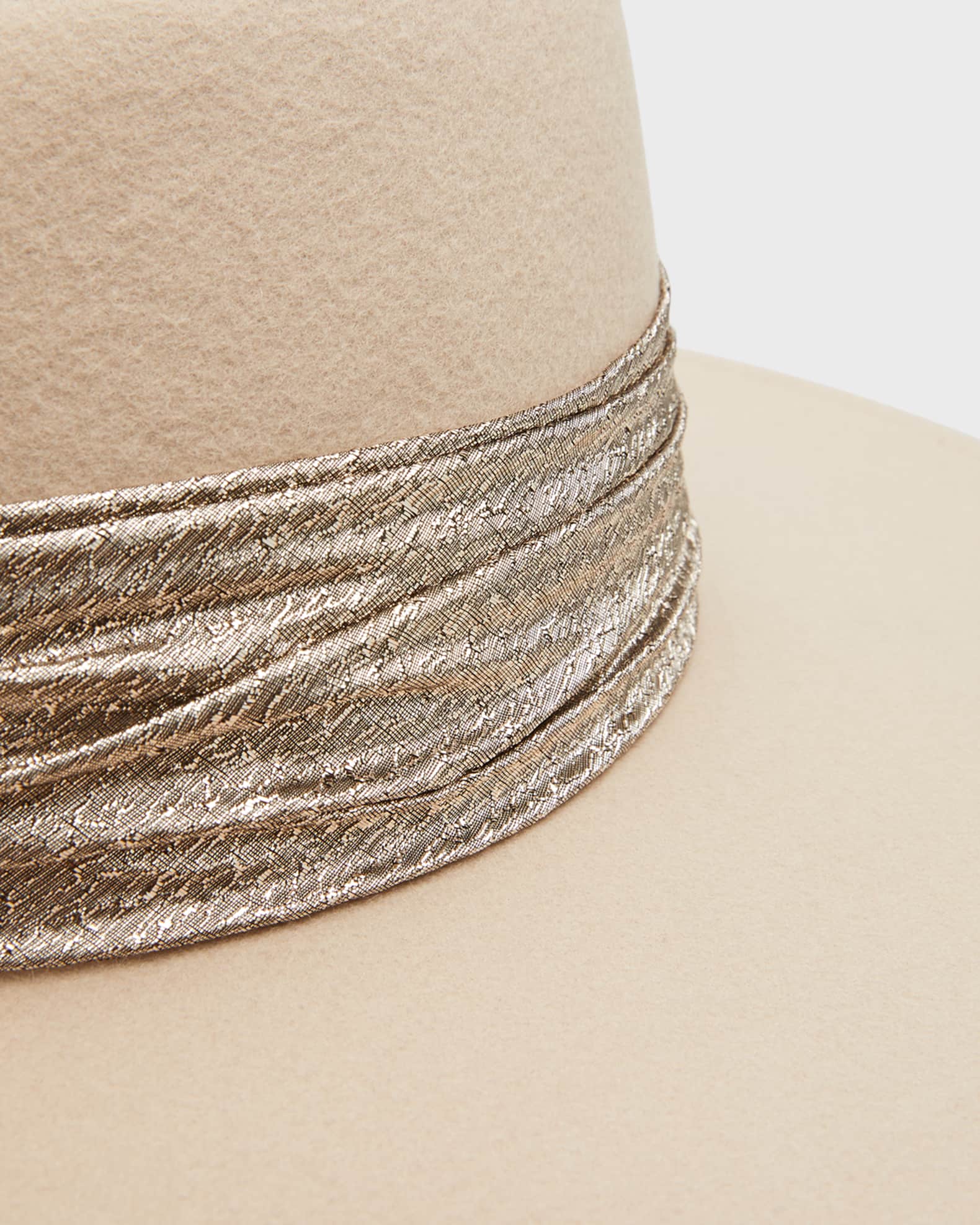 Harlowe Wool Fedora Hat w/ Metallic Ruched Band 1