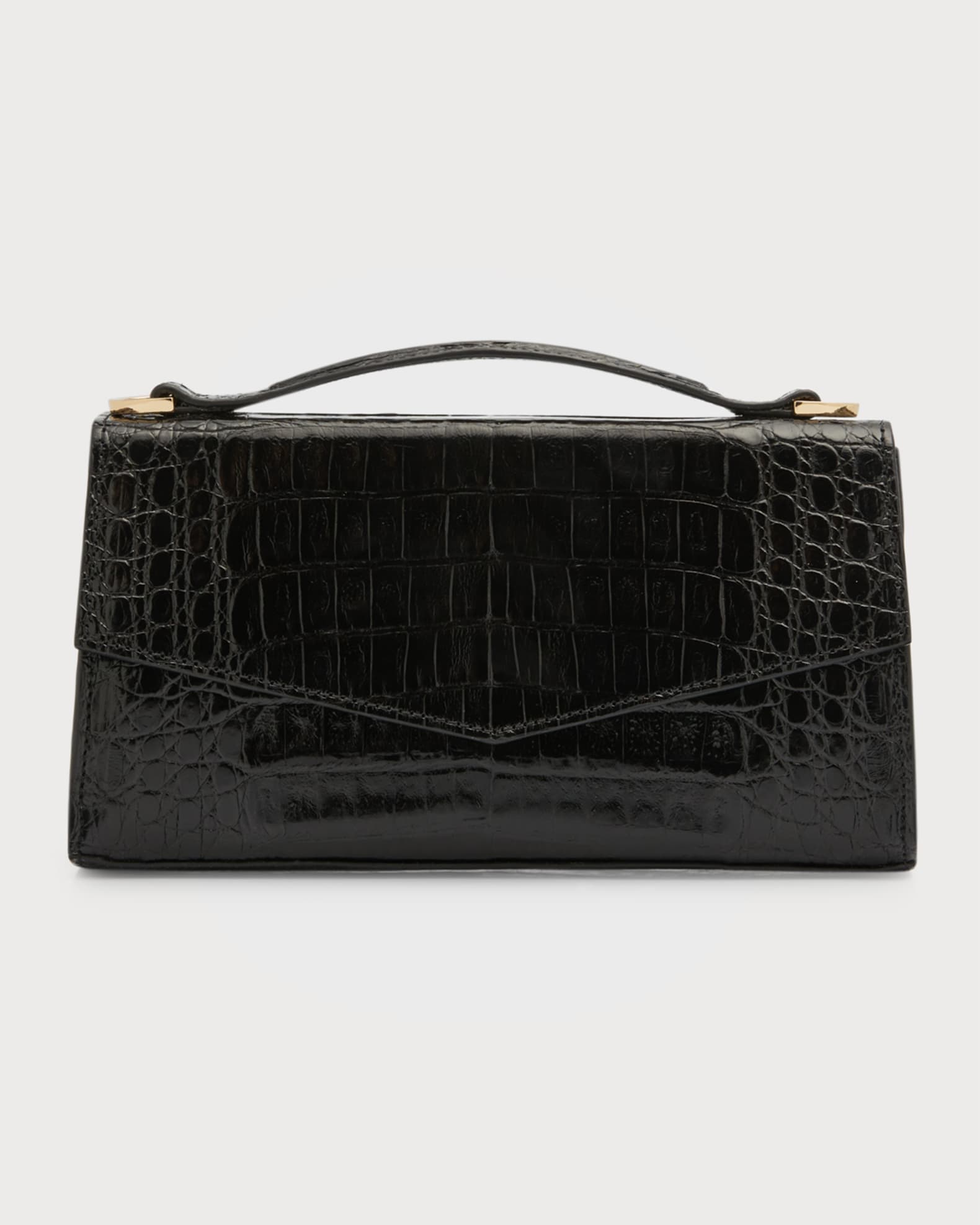 Maria Oliver Alice Shiny Crocodile Top-Handle Bag | Neiman Marcus
