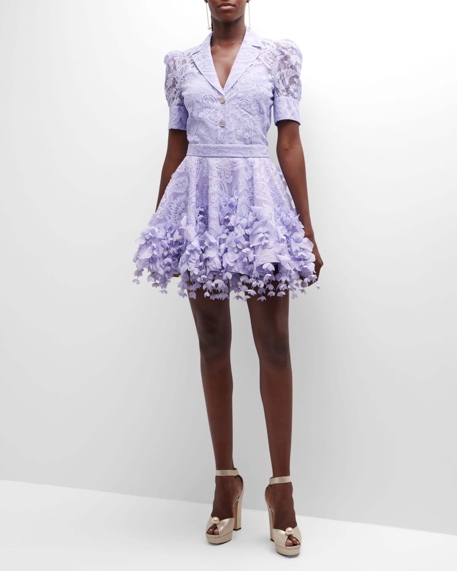 knee length dresses for ladies Zimmermann High Tide Guava Lace Mini Dress