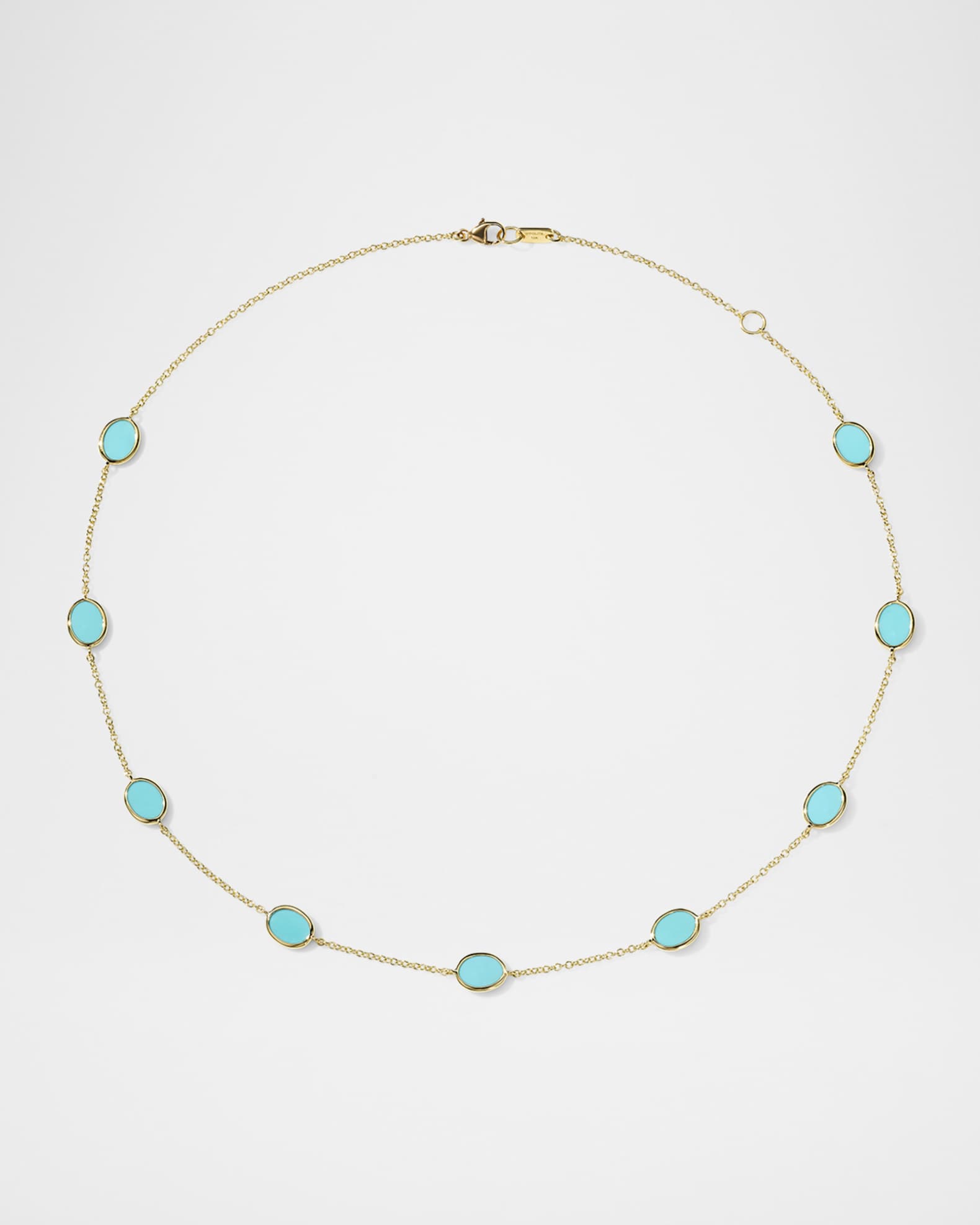 18K Gold Polished Rock Candy Confetti Necklace in Turquoise 0