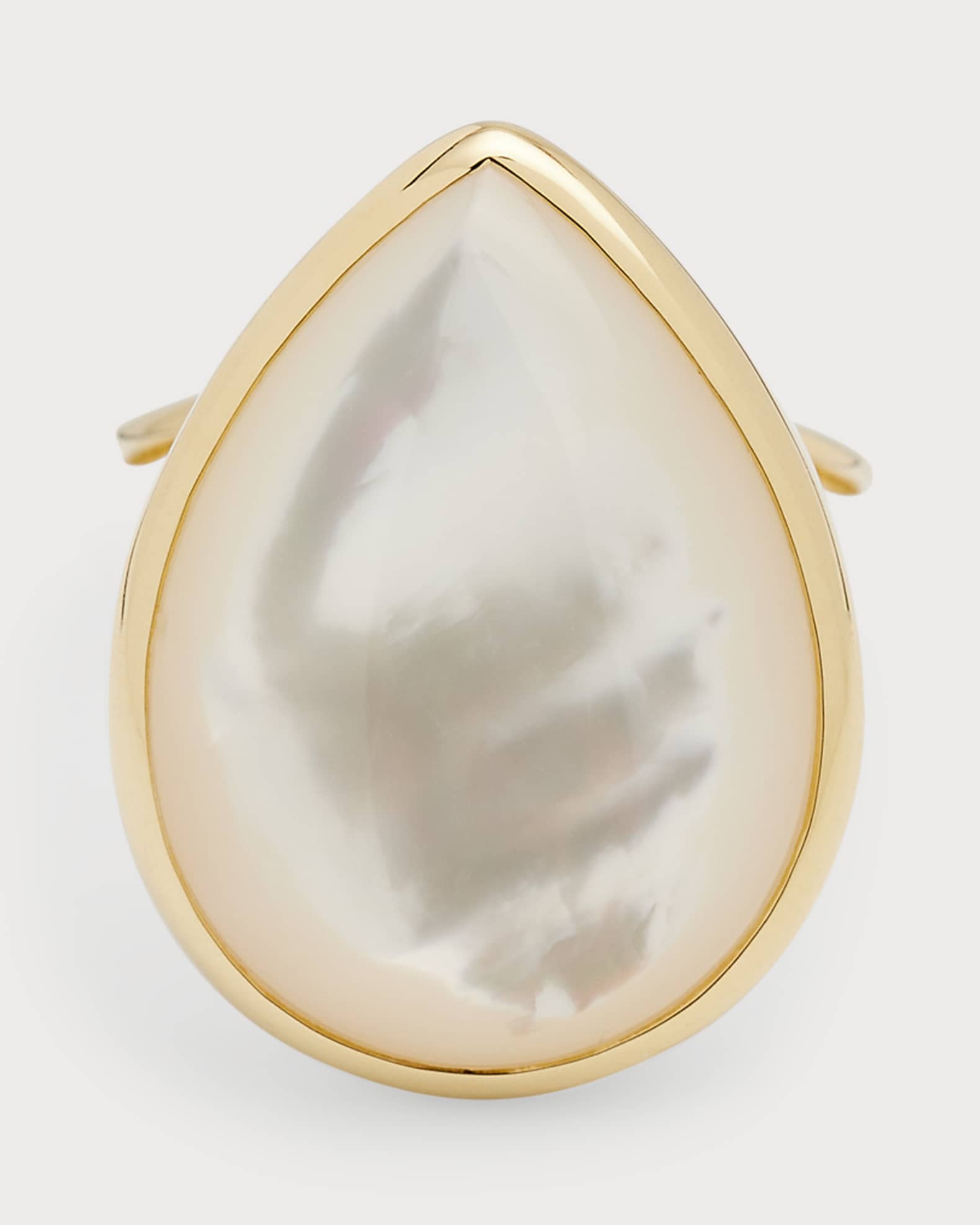 18k Polished Rock Candy Medium Teardrop Ring in Mother of Pearl, Size 7 0