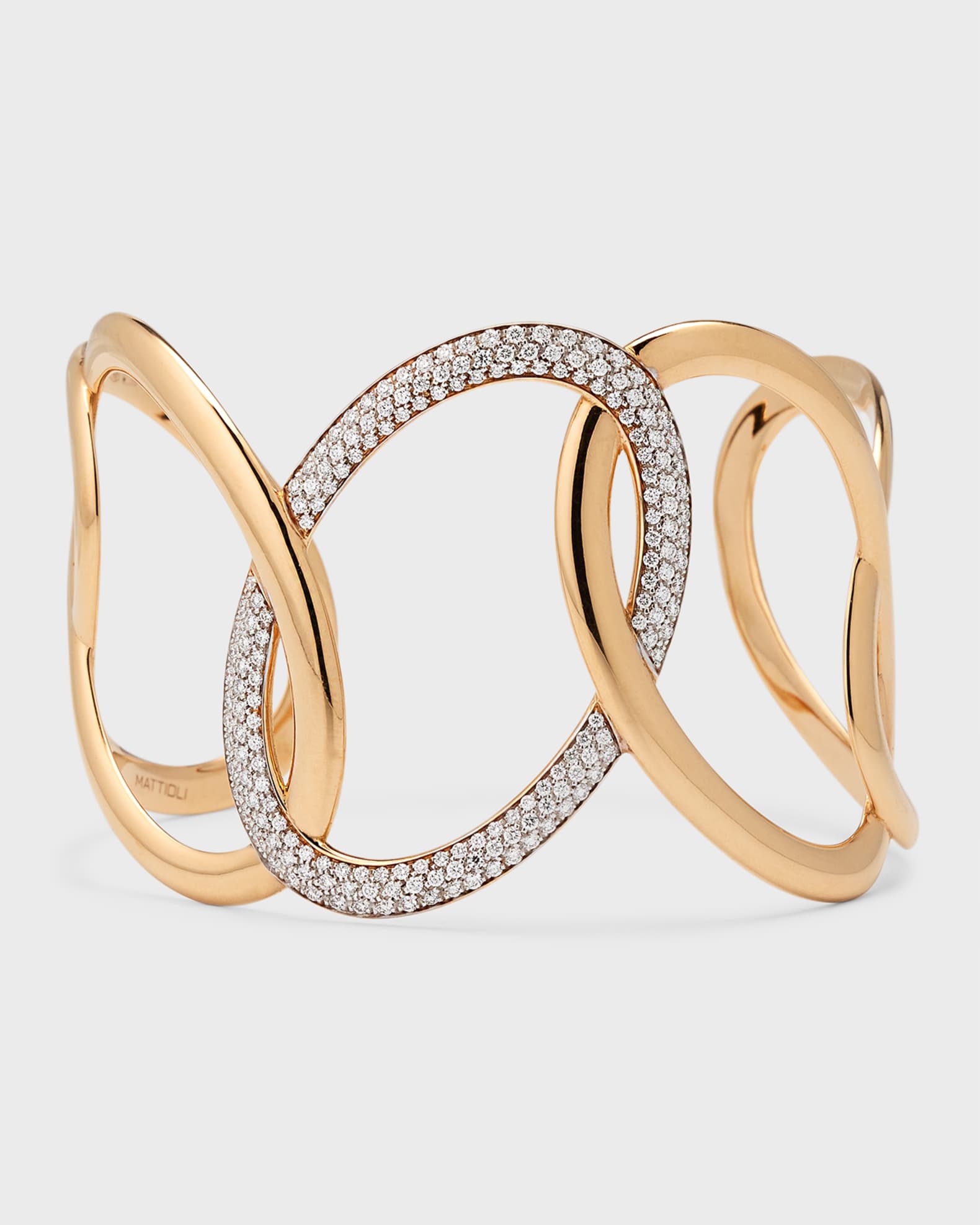 Mattioli 18K Rose Gold Cuff Bracelet with Diamonds