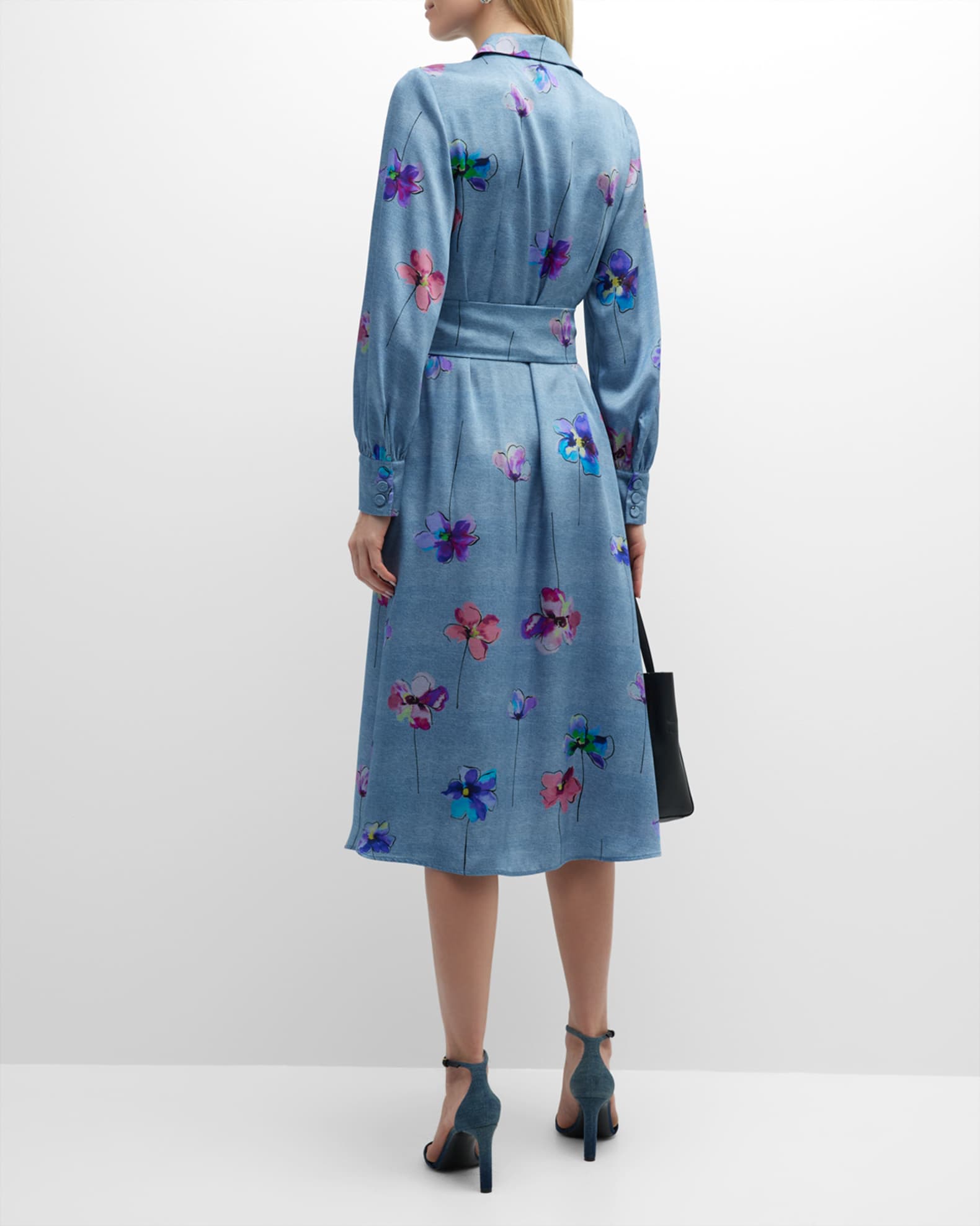 Marella Alpine Green Floral Embroidered Midi Dress
