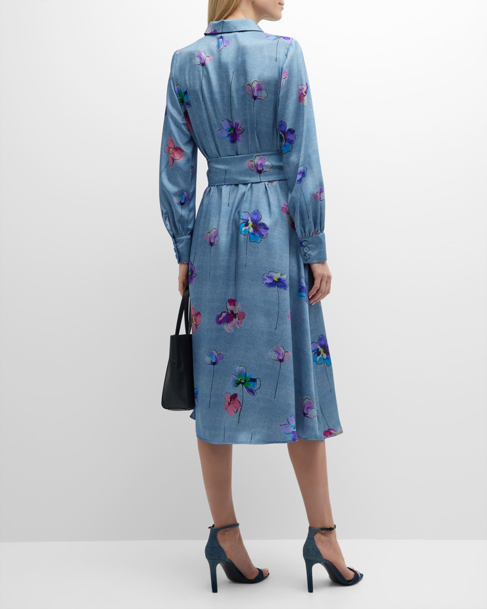 Bar III Women's Floral Print Blouson Sleeve Fit & Flare Dress Black Size X-Large main image 0