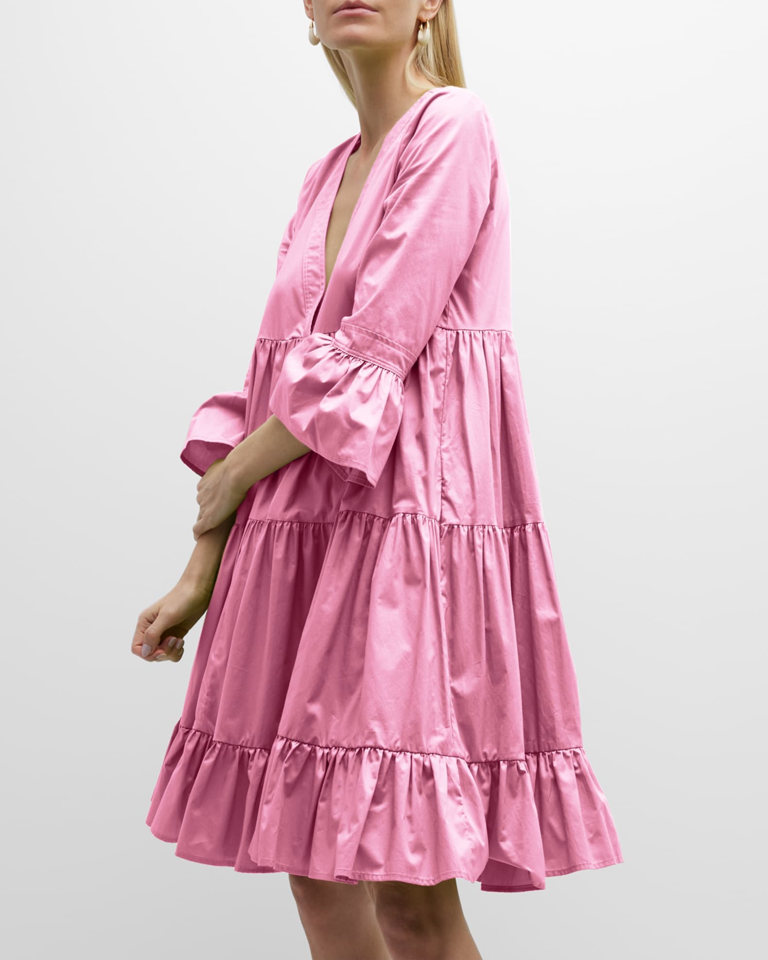 MeimeiJ Ruched BellSleeve Tiered Dress Neiman Marcus