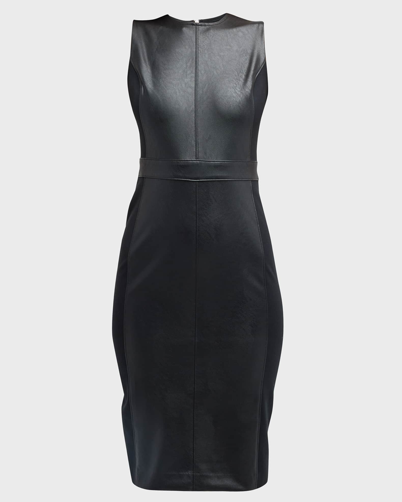 Spanx Leather-Like Short Fitted Combo Dress | Neiman Marcus