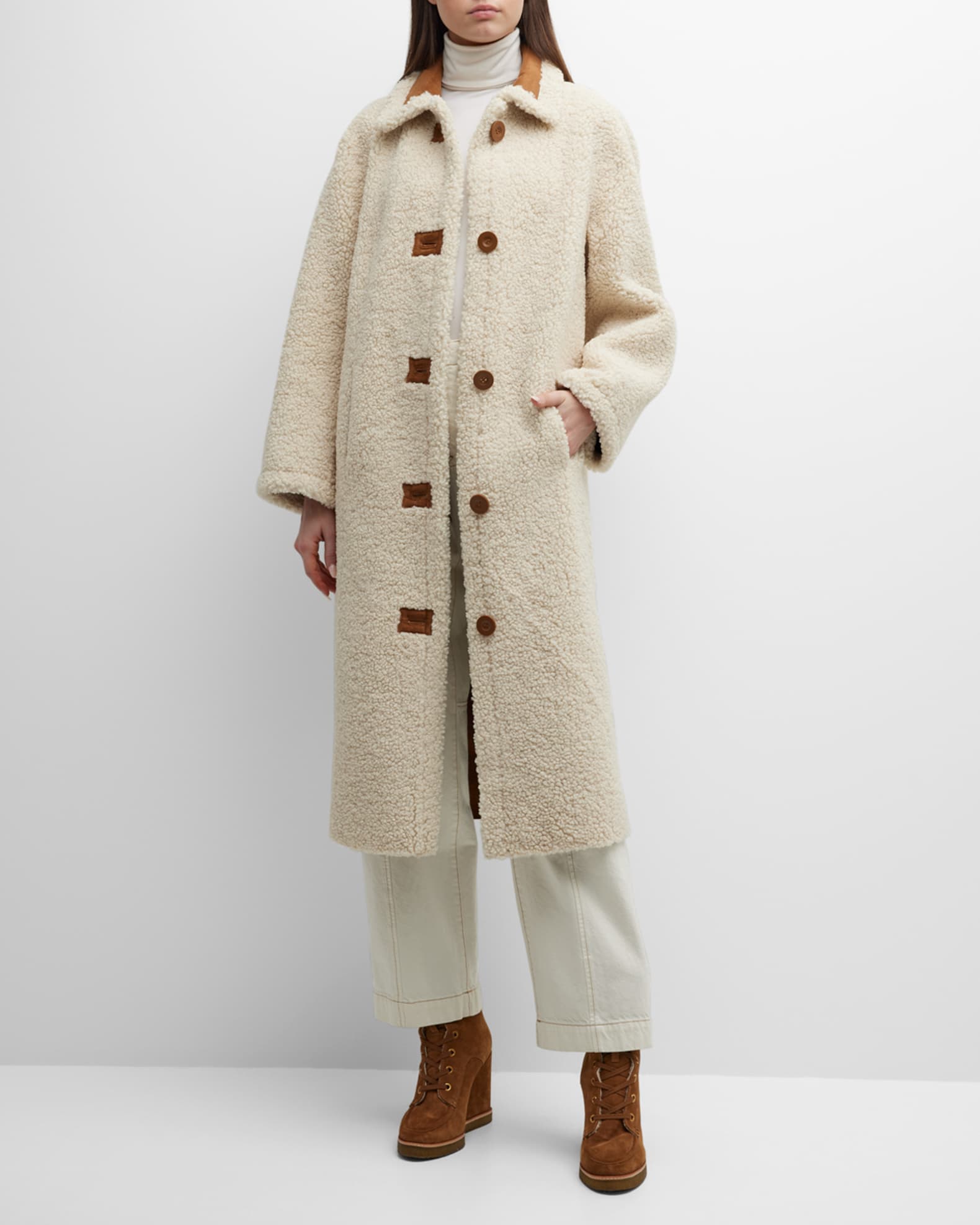 STAND Kenca Faux Shearling Oversize Long Coat Neiman Marcus