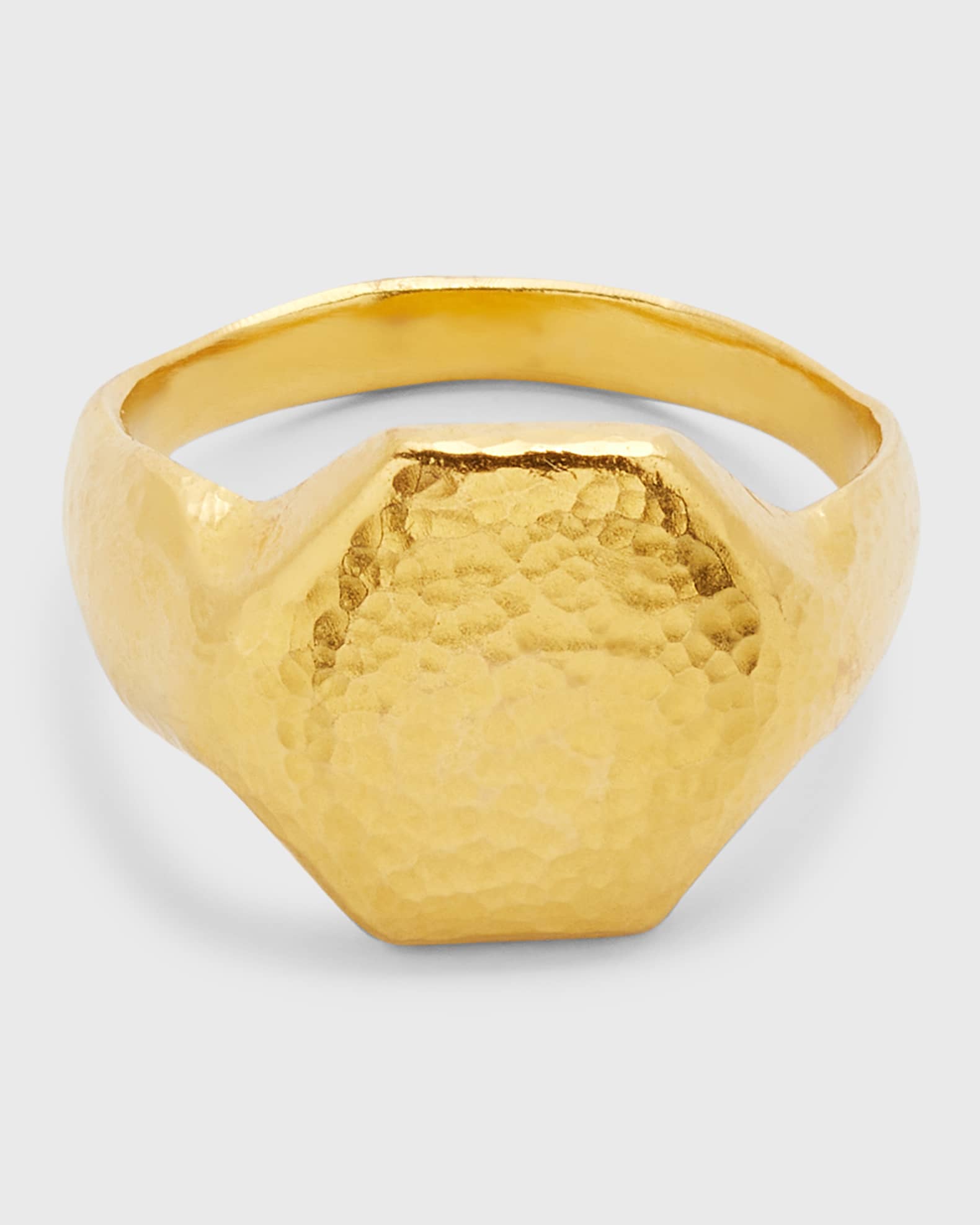 Gurhan Men's Hammered 22K Yellow Gold Signet Ring | Neiman Marcus