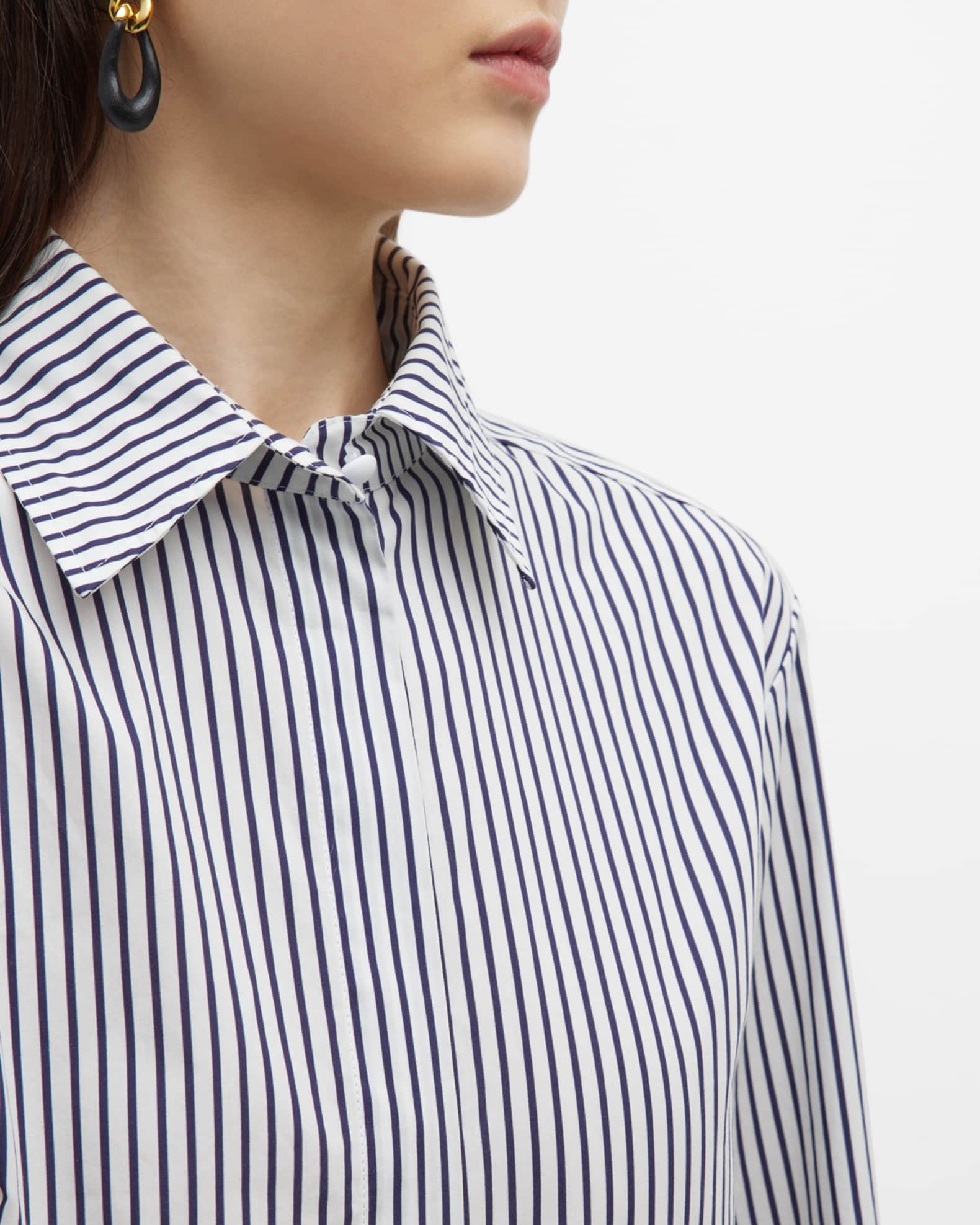 Striped Poplin Button Down Bodysuit main image 1
