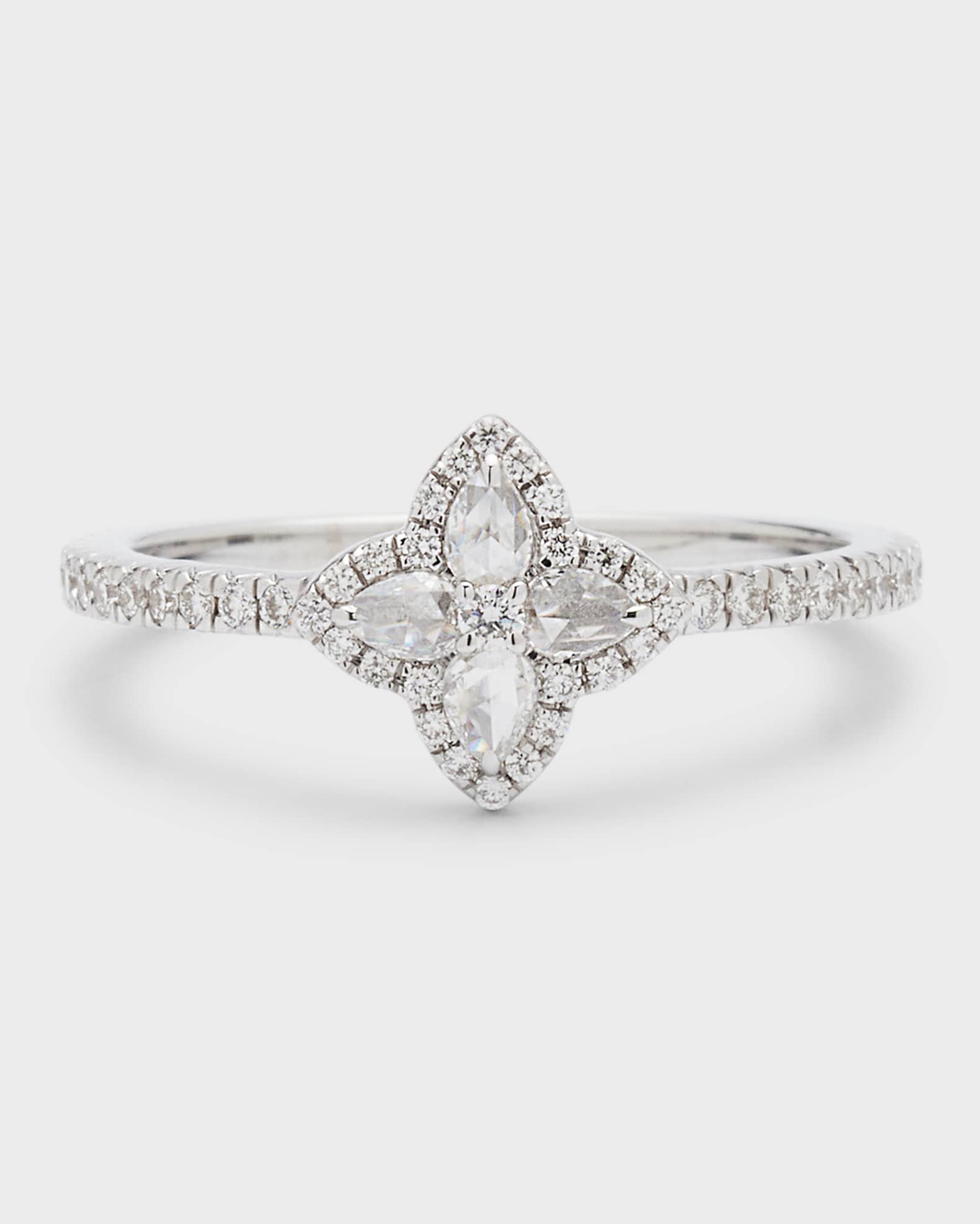 Blossom 18K White Gold Blossom Motif Diamond Ring, Size 6, 0.34tcw 0