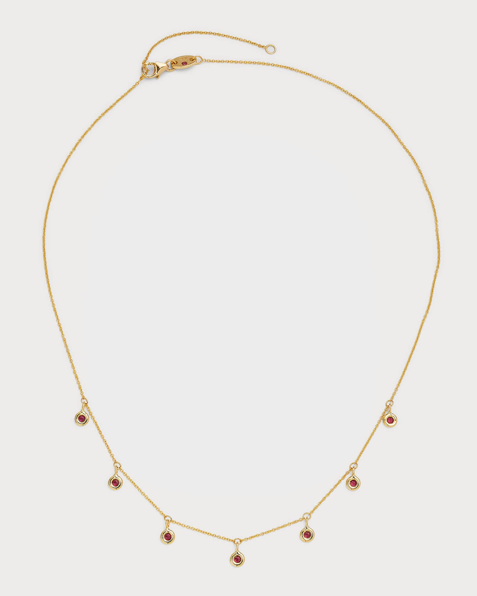18K Yellow Gold Ruby 7 Dangle Necklace 0