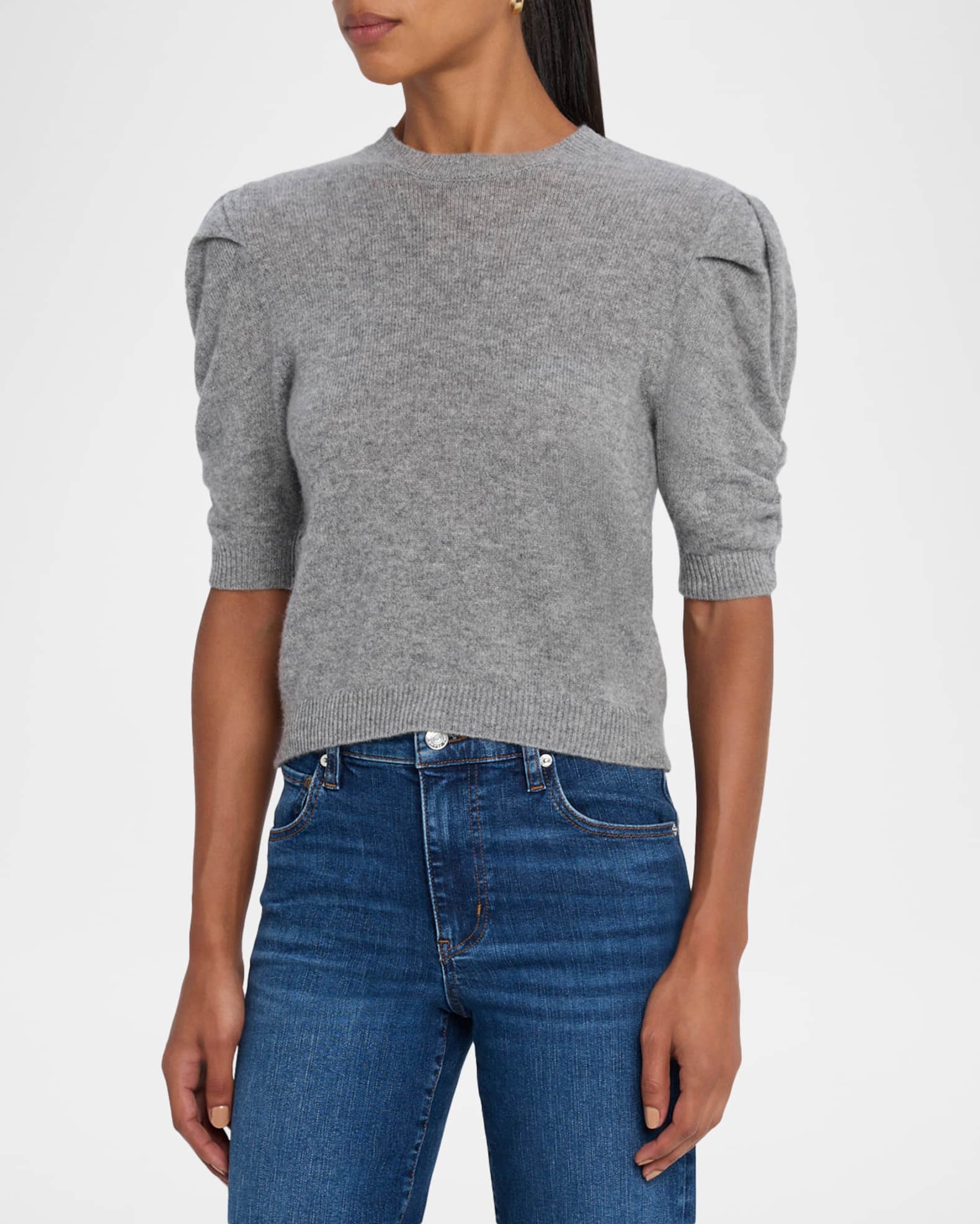 Ruched Cashmere-Wool Sweater